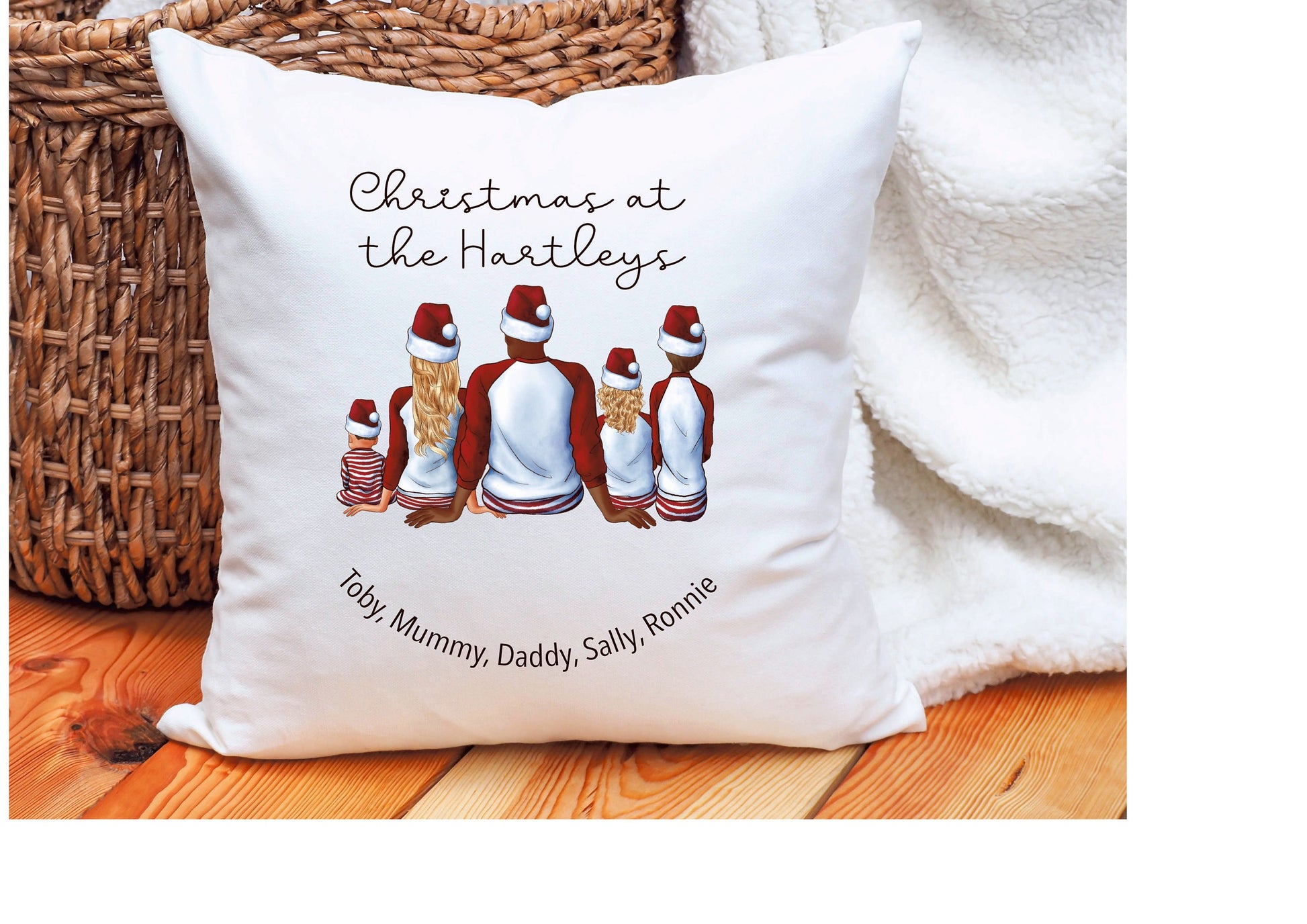 Personalised Family Christmas Cushion Gift, Personalised Our Family Christmas Pillow