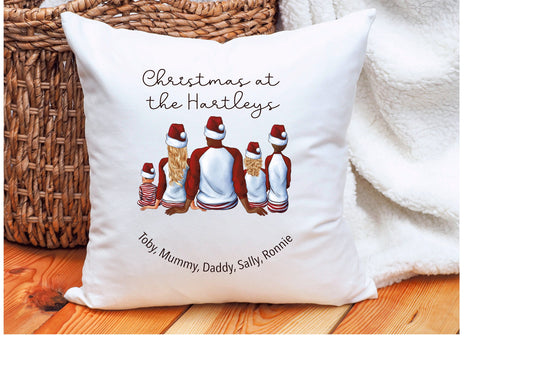 Personalised Family Christmas Cushion Gift, Personalised Our Family Christmas Pillow