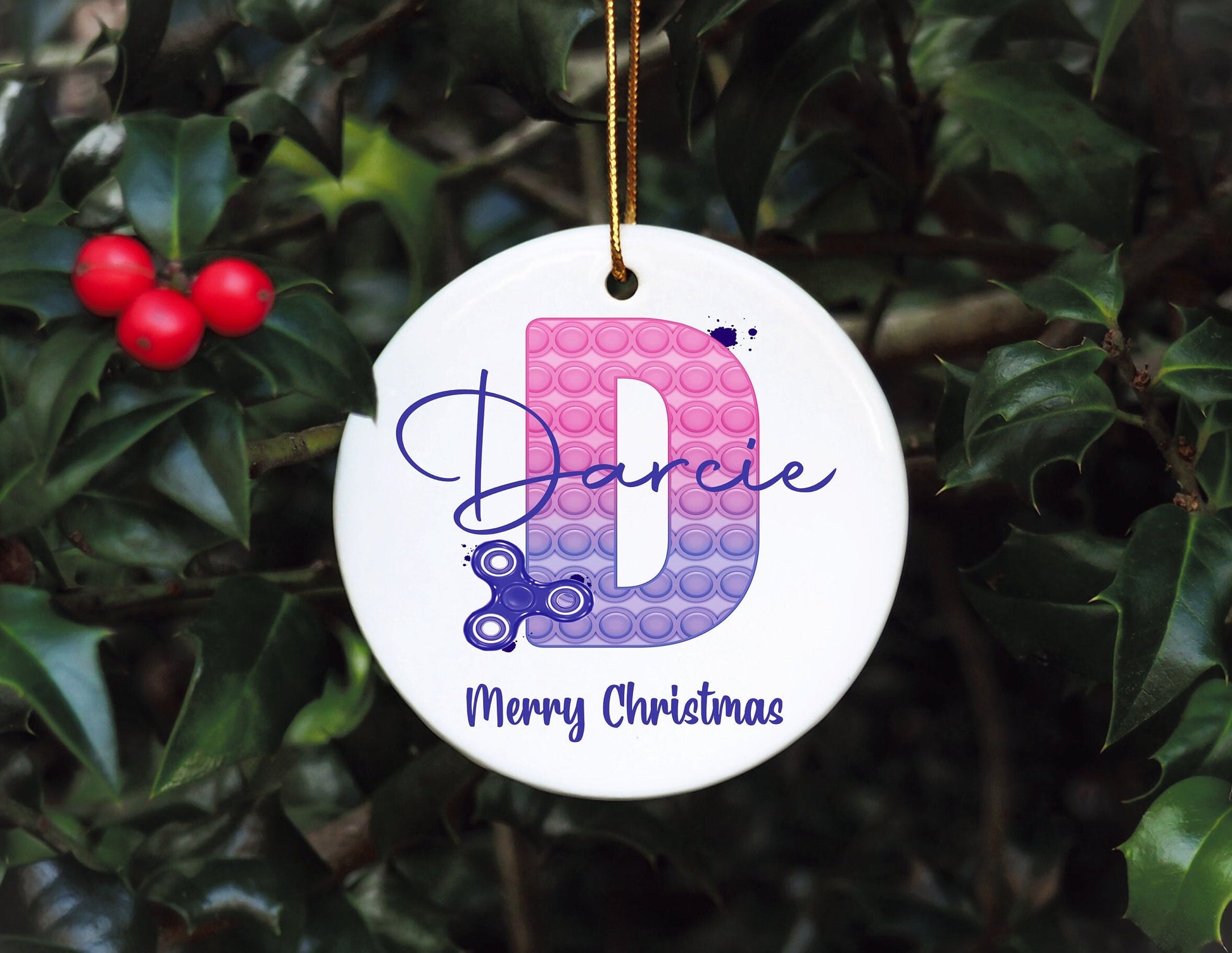 Poppit Christmas Bauble, Poppit Fidget Christmas Tree Decoration, Personalised Poppit Christmas Tree Ornament