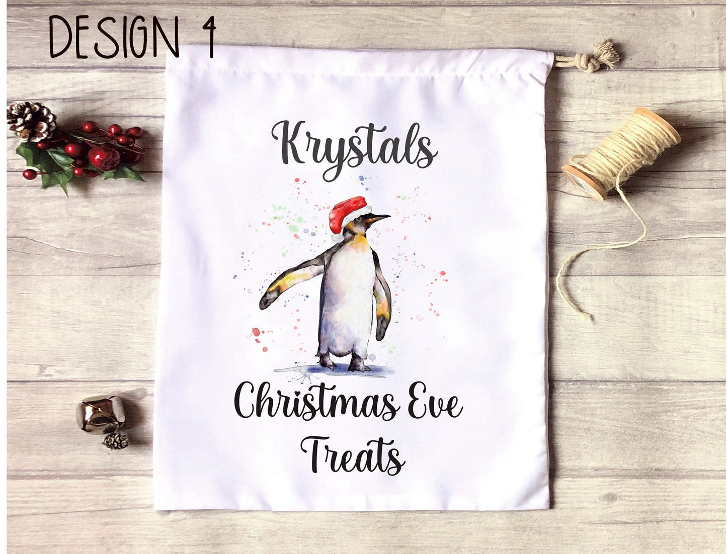 Christmas Eve Treat Bag, Personalised Xmas Eve Goodies Bag, Twas The Night Before Christmas Family Treats, Reindeer Gold Nose Xmas Eve Bag