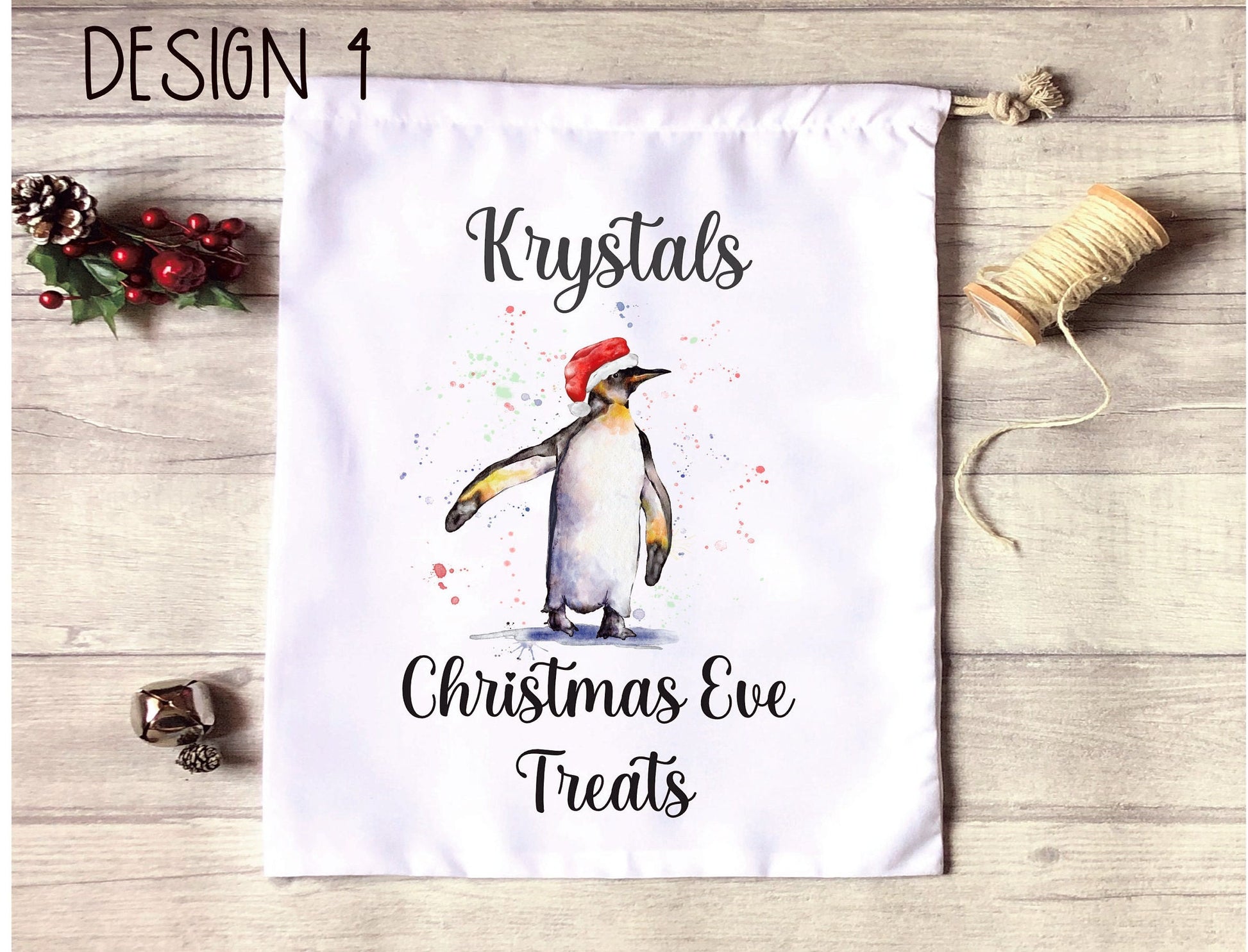 Christmas Eve Treat Bag, Personalised Xmas Eve Goodies Bag, Twas The Night Before Christmas Family Treat Bag, Reindeer Red Nose Xmas Eve Bag