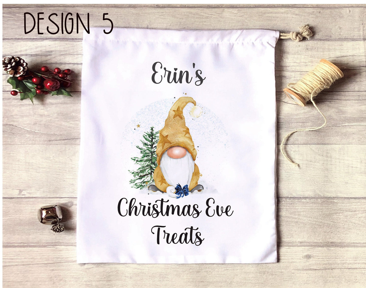 Christmas Eve Treat Bag, Personalised Xmas Eve Goodies Bag, Twas The Night Before Christmas Family Treat Bag, Reindeer Blue Nose Xmas Bag