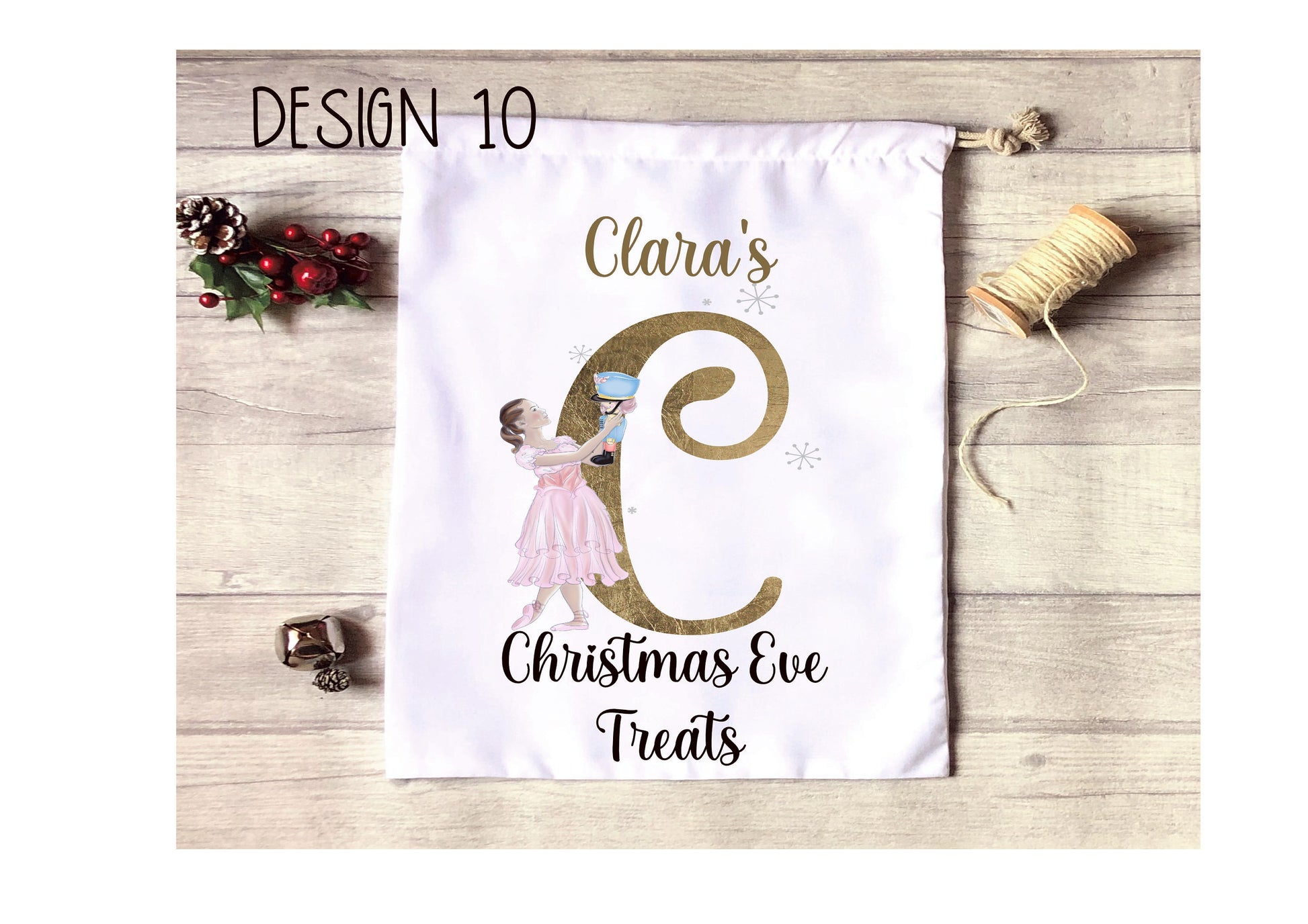 Christmas Eve Treat Bag, Personalised Xmas Eve Goodies Bag, Twas The Night Before Christmas Family Treat Bag, Reindeer Antlers Design Xmas