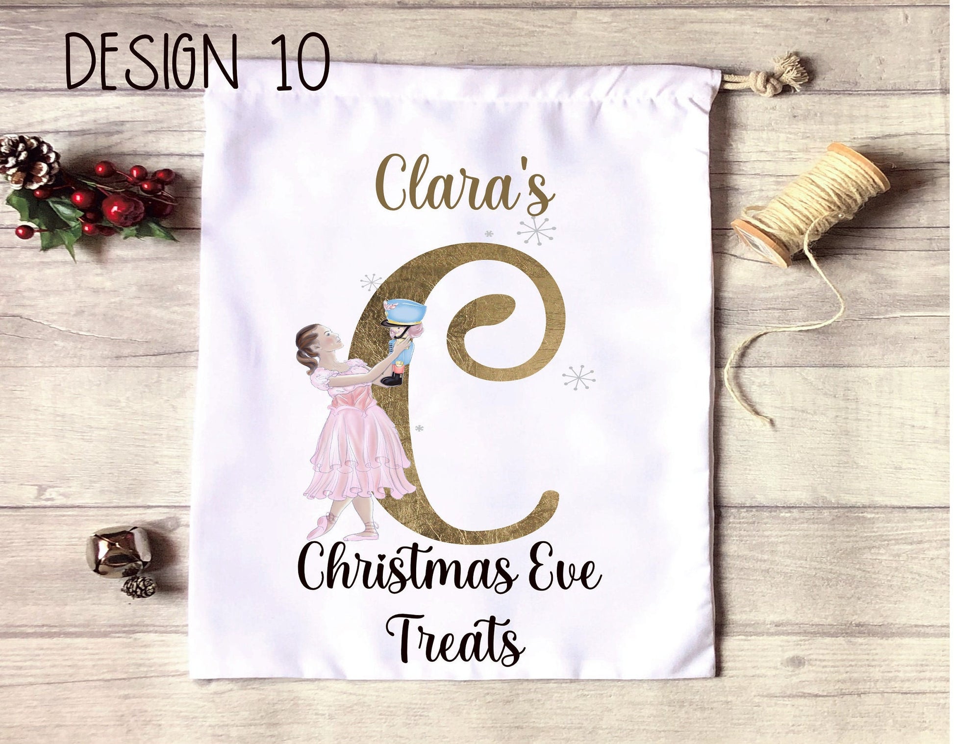 Personalised Xmas Eve Gonk Bag, Christmas Eve Treat Bag, Personalised Xmas Eve Goodies Bag, Gonk Design Christmas Eve Bag, Gnome Xmas Sack