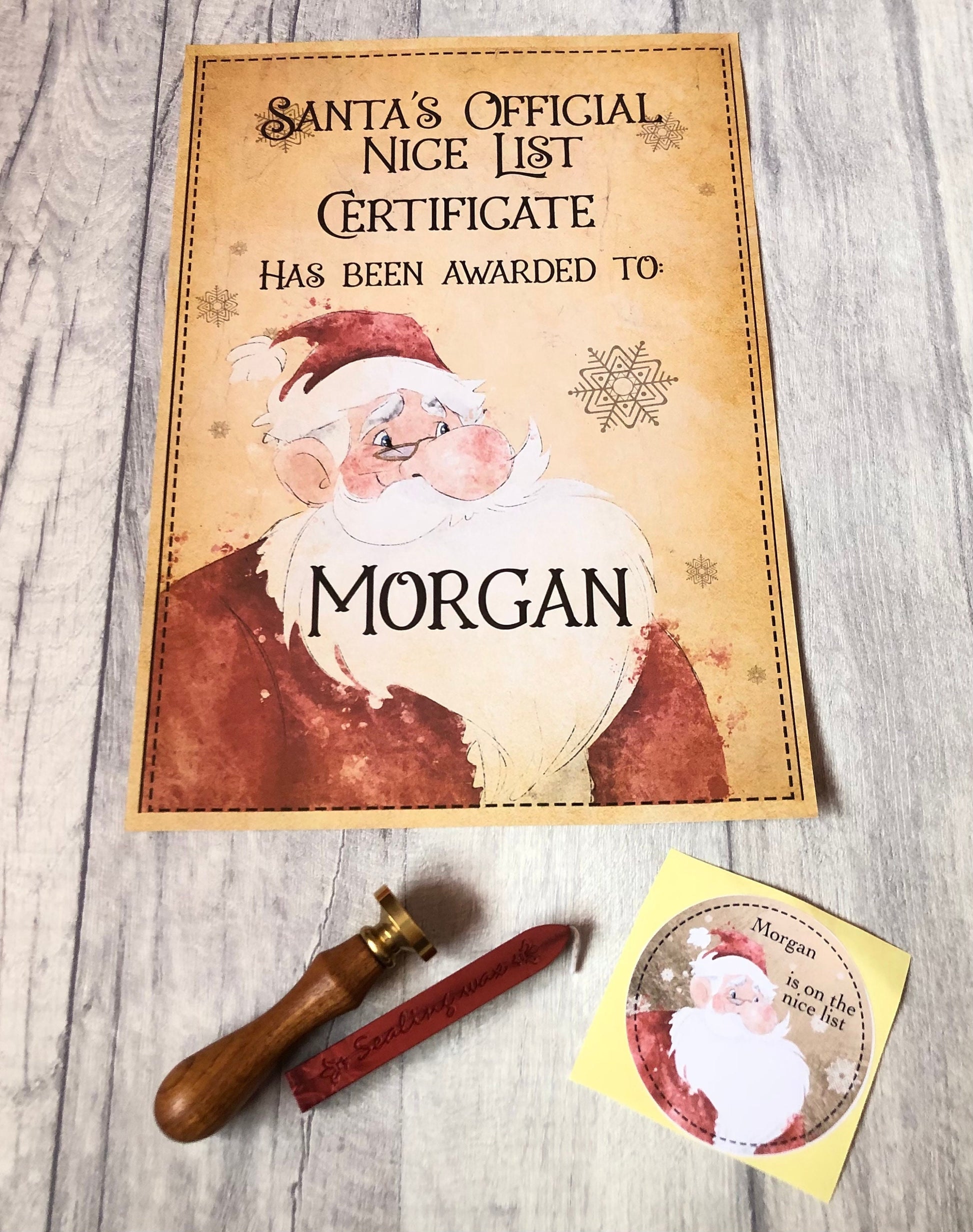 Santa Please Stop Here Sign, Personalised Father Christmas Please Stop Here Window Sign, Waiting For Santa Sign