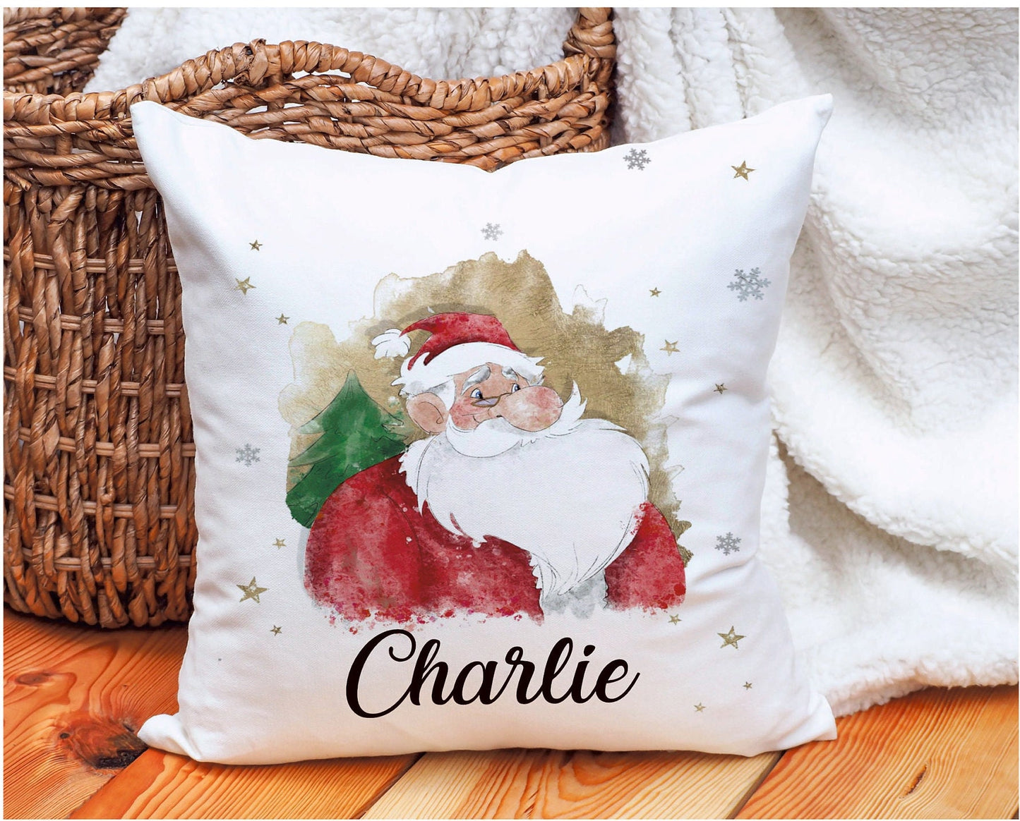 Santa Personalised Christmas Cushion, Santa Family Christmas Cushion, Father Christmas Family Christmas Decor, Christmas Gift