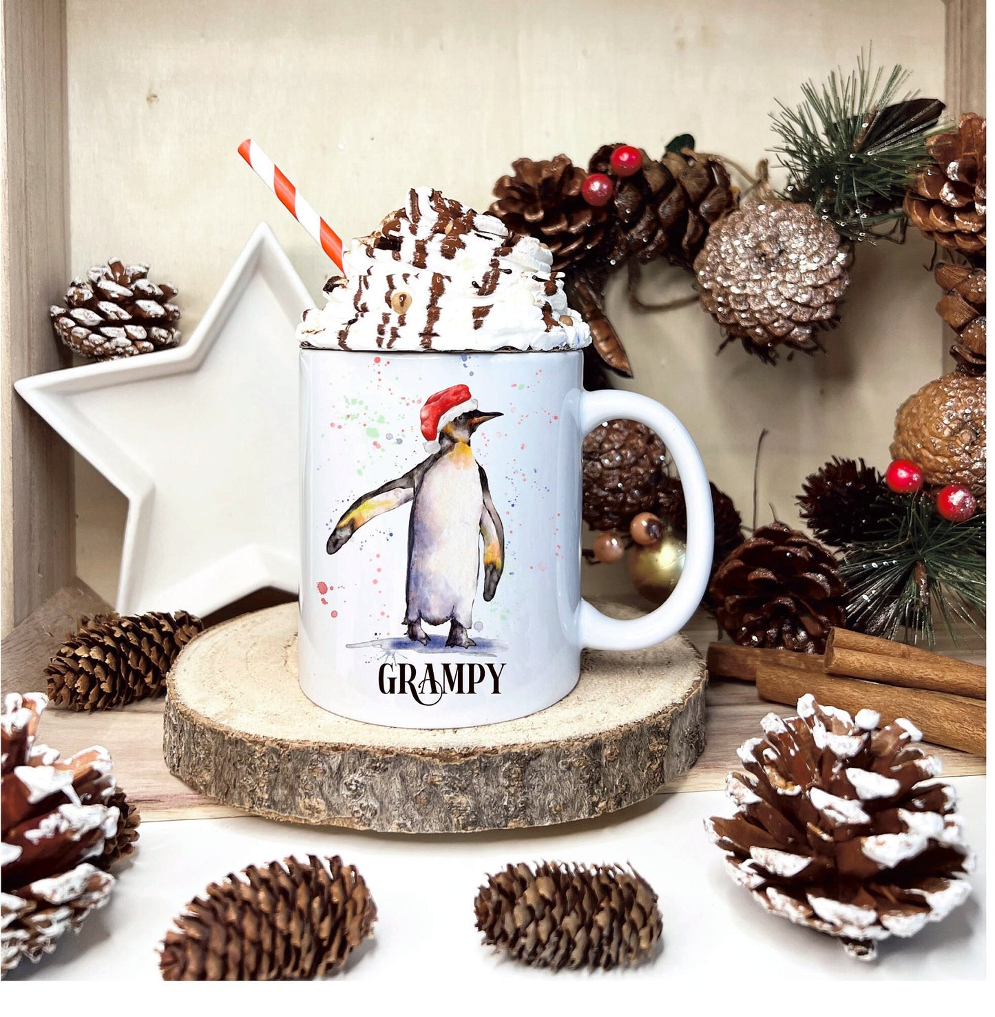 Personalised Christmas Penguin Mug, Penguin Christmas Mug, Personalised Penguin Mug, Penguin Christmas Gift.