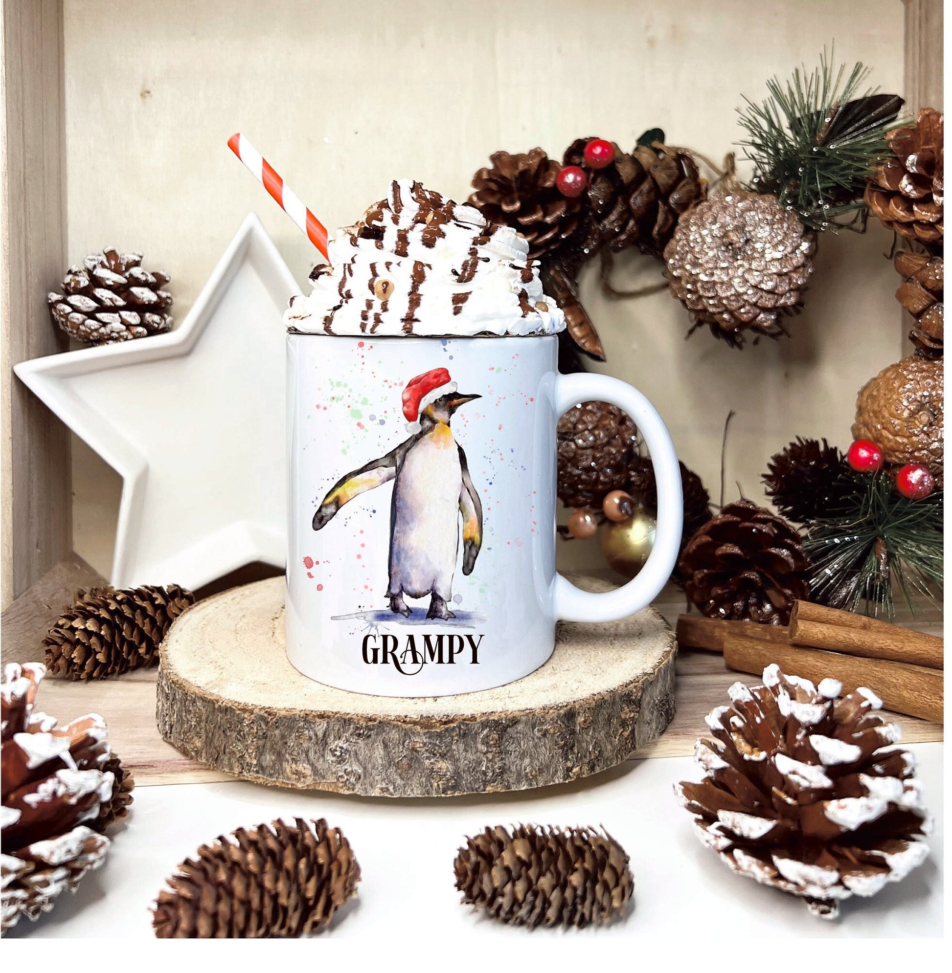 Personalised Christmas Penguin Mug, Penguin Christmas Mug, Personalised Penguin Mug, Penguin Christmas Gift.
