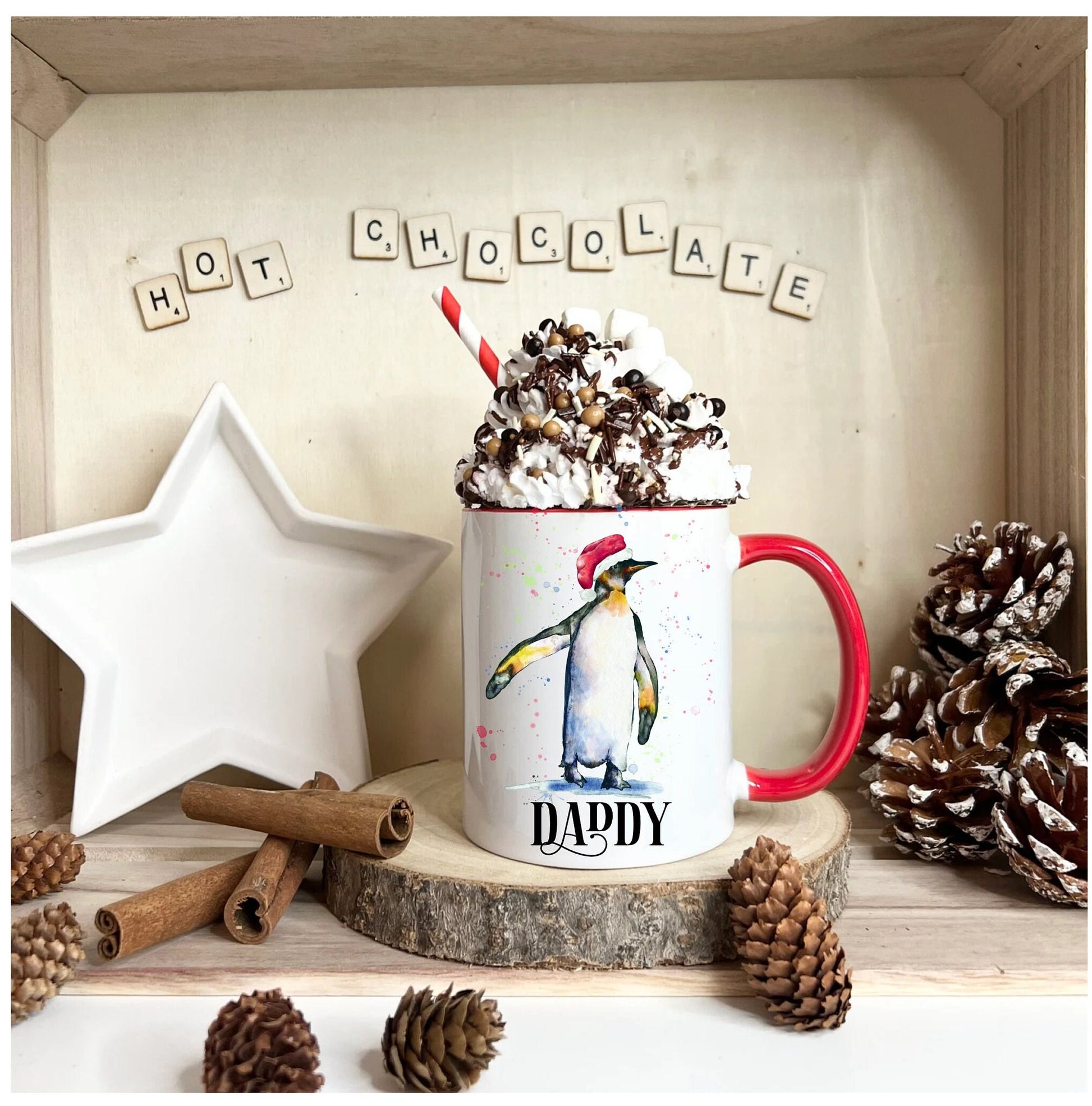 Penguin Christmas Mug, Personalised Penguin Christmas Mug, Personalised Penguin Mug, Penguin Christmas Gift.