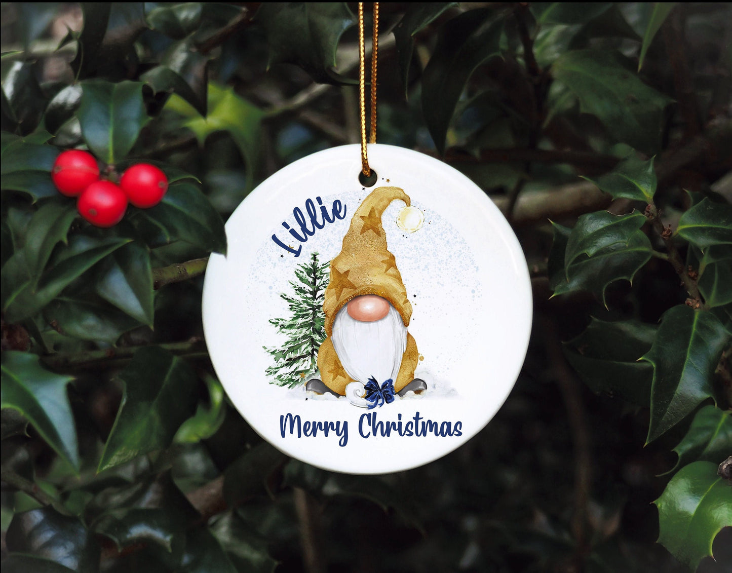 Gnome Christmas Tree Bauble, Personalised Gonk Tree Decoration, Christmas Gonk Tree Ornament