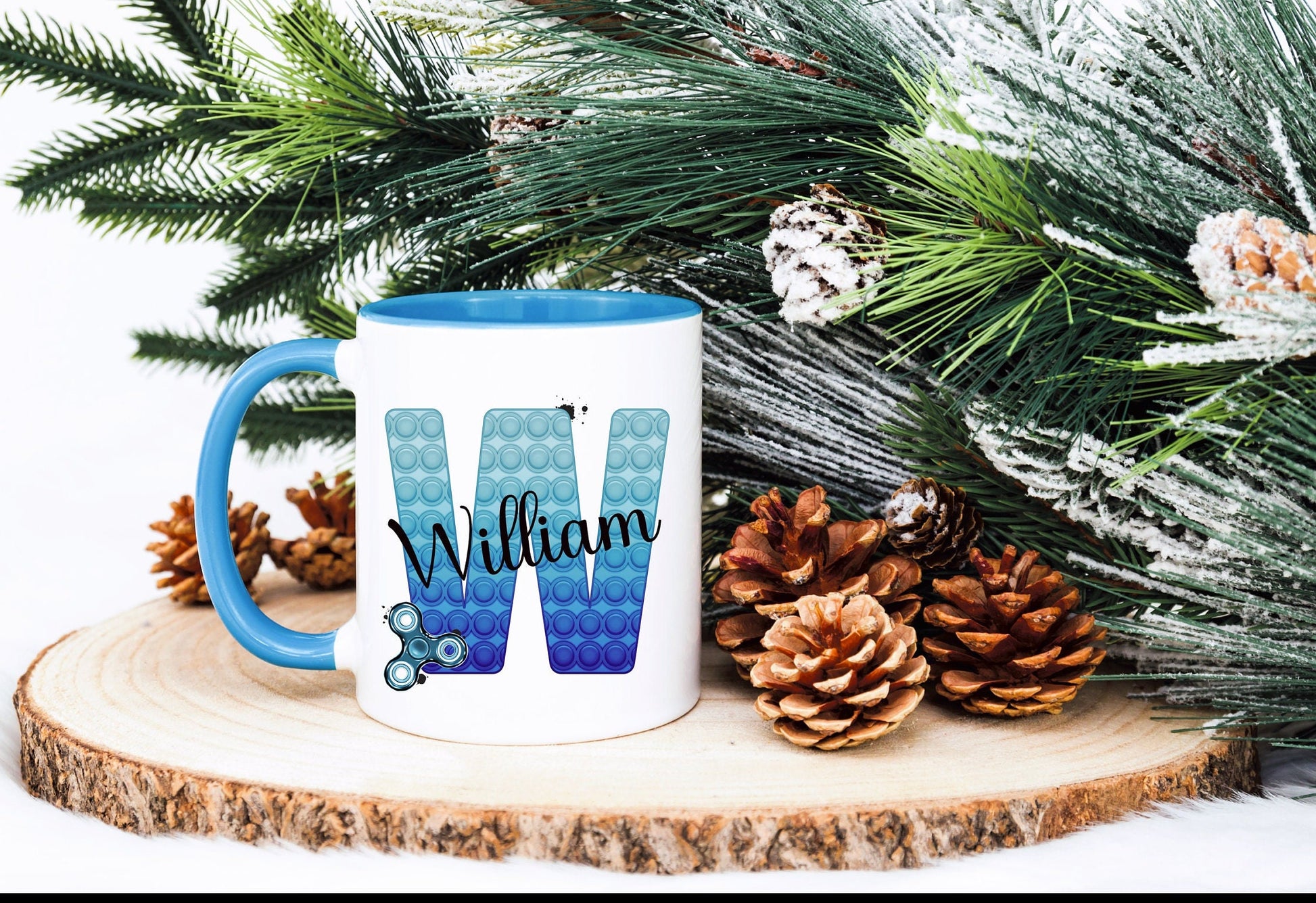 Poppit Cushion Gift, Blue Initial Poppit Fidget Toy Personalised Cushion Gift