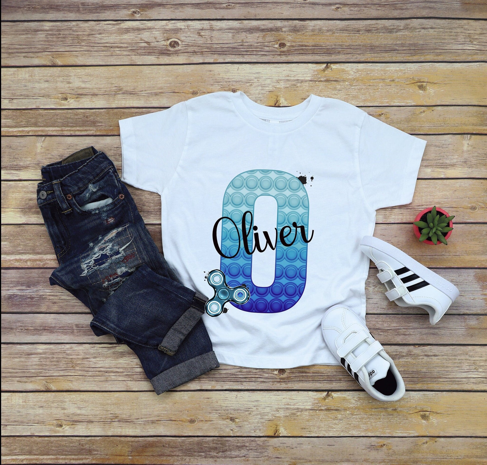 Poppit Cushion Gift, Blue Initial Poppit Fidget Toy Personalised Cushion Gift