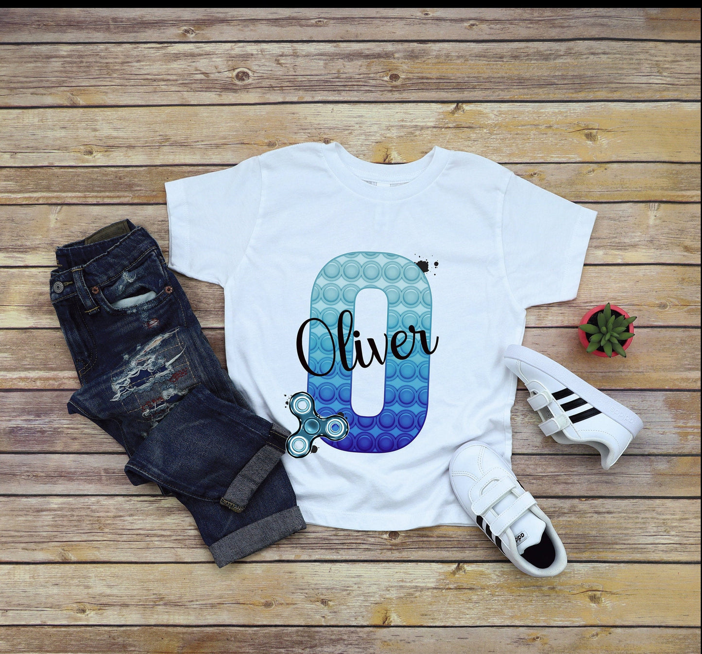 Poppit Cushion Gift, Blue Initial Poppit Fidget Toy Personalised Cushion Gift