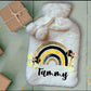 Personalised Hot Water Bottle, Bee Rainbow Design Hot Water Bottle, Personalised Gifts, Deluxe Fluffy Cover