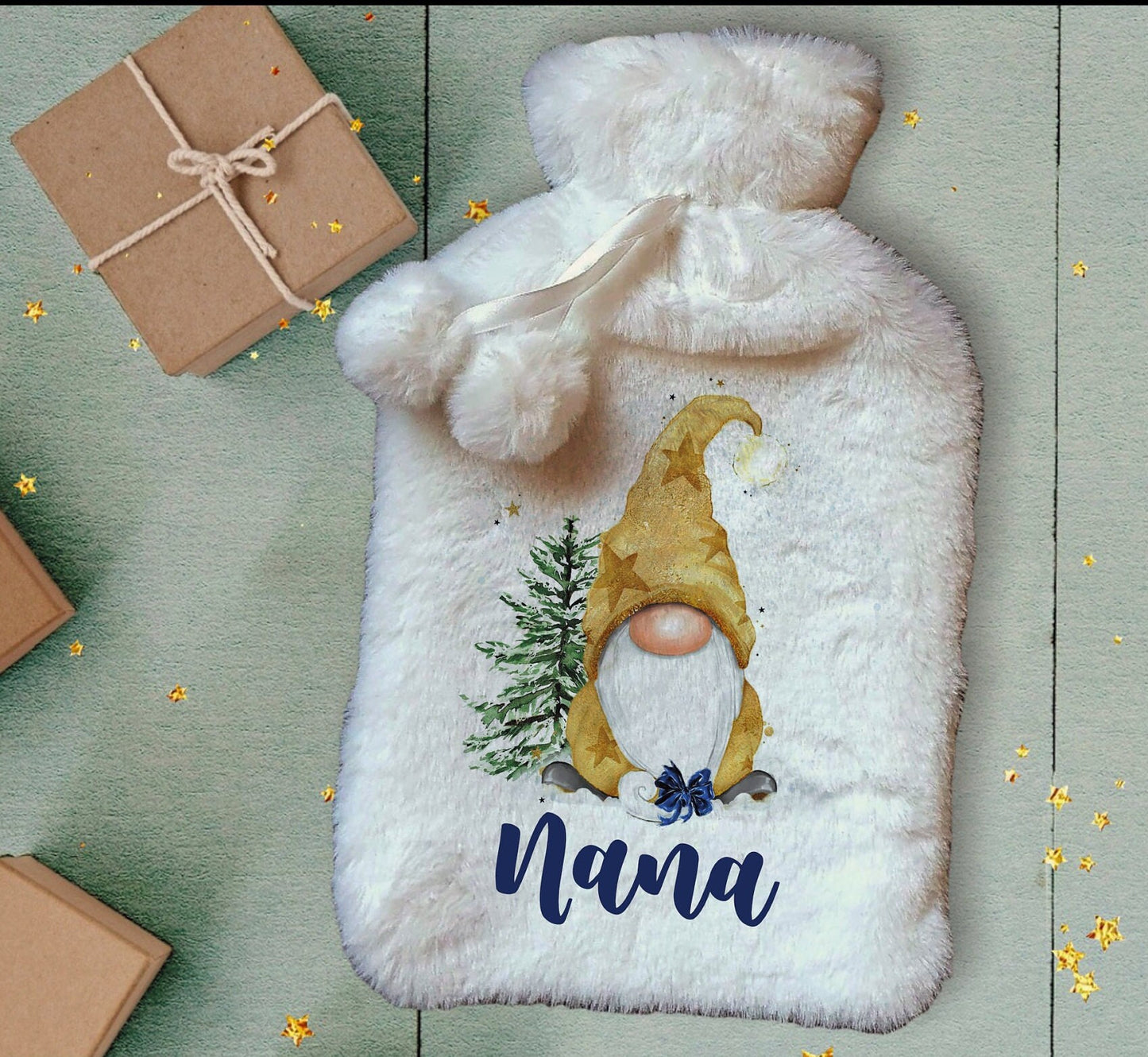 Personalised Hot Water Bottle, Gonk Personalised Hot Water Bottle, Gnome Hot Water Bottle, Christmas Hot Water Bottle Gift
