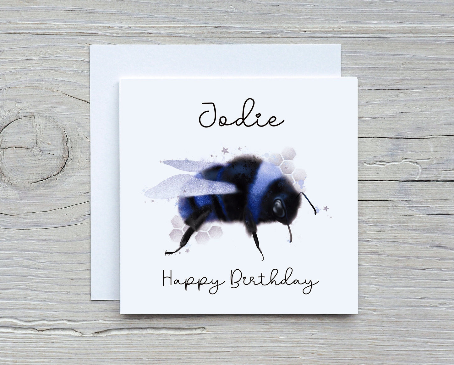 Bee Birthday Card, Personalised Birthday Card For Girls, Bee Design Birthday Card