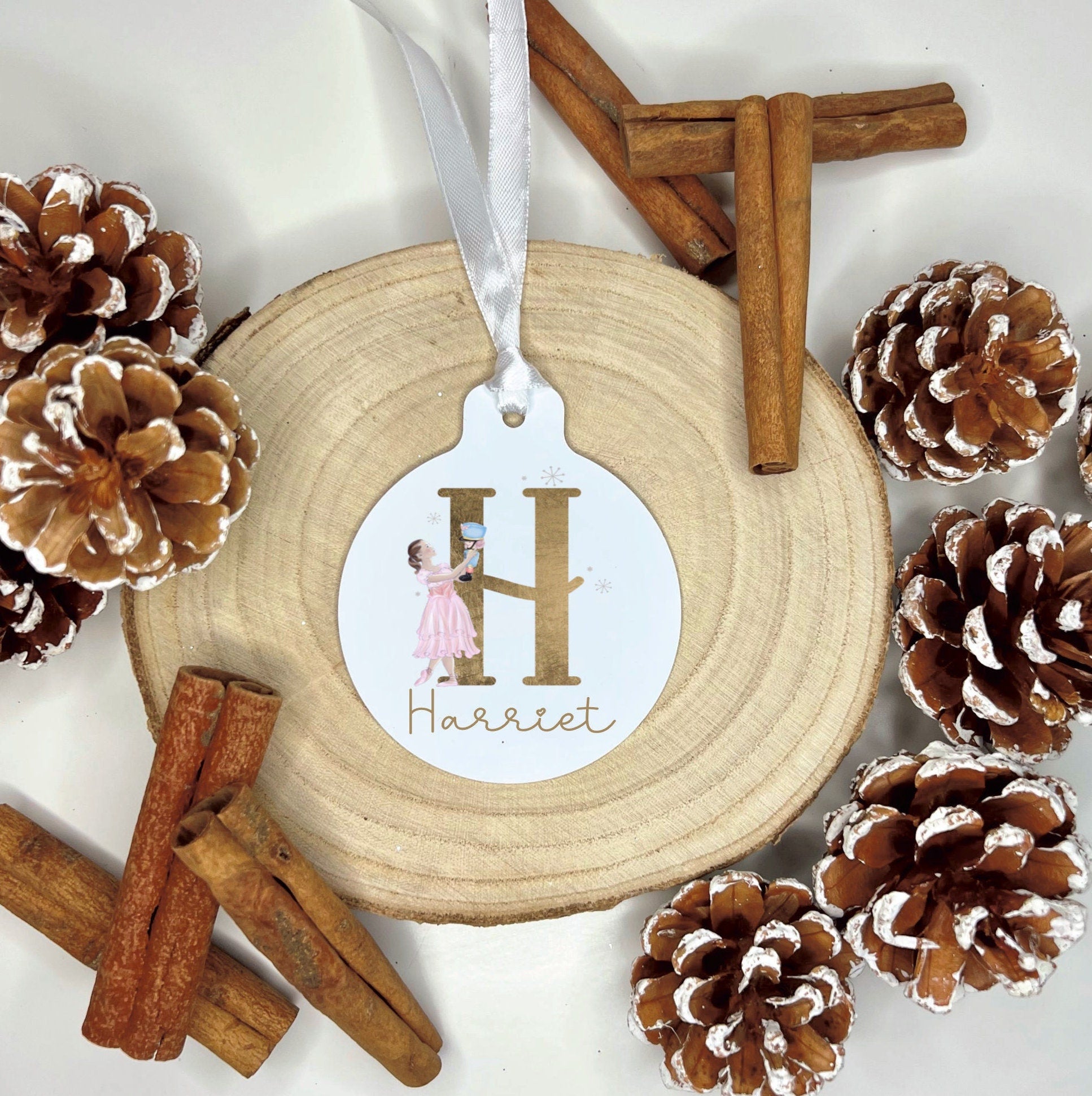 Dancer & Nutcracker Bauble, Personalised Christmas Dancer Bauble, Nutcracker Bauble, Kids Christmas Tree Decoration