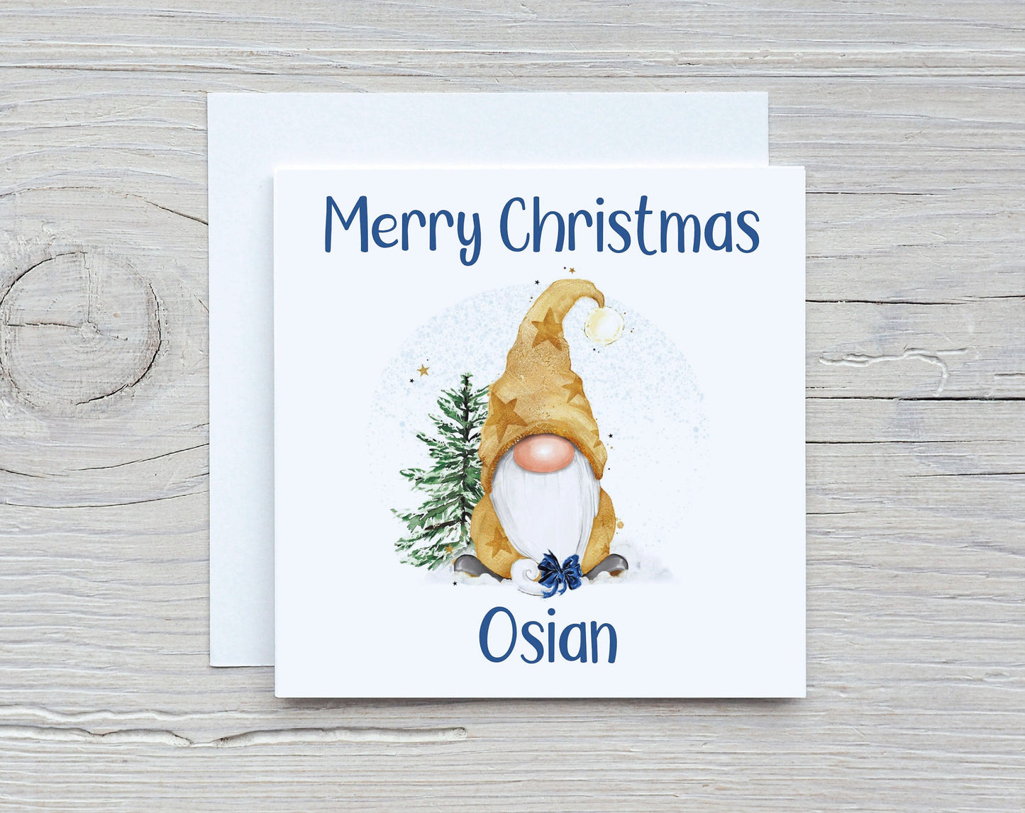 Personalised Gonk Christmas Card, Gnome Christmas Card, Gold Gonk Christmas Card