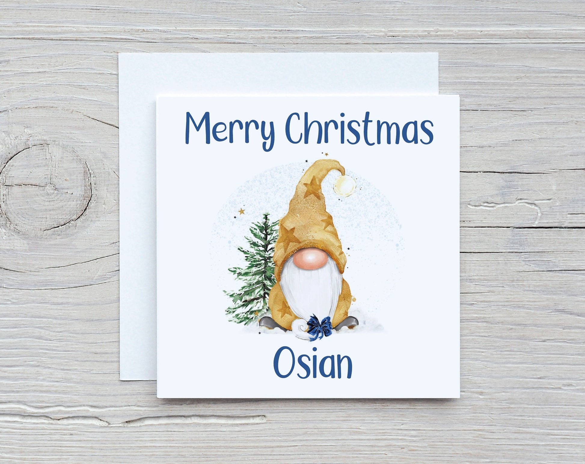 Personalised Gonk Christmas Card, Gnome Christmas Card, Gold Gonk Christmas Card