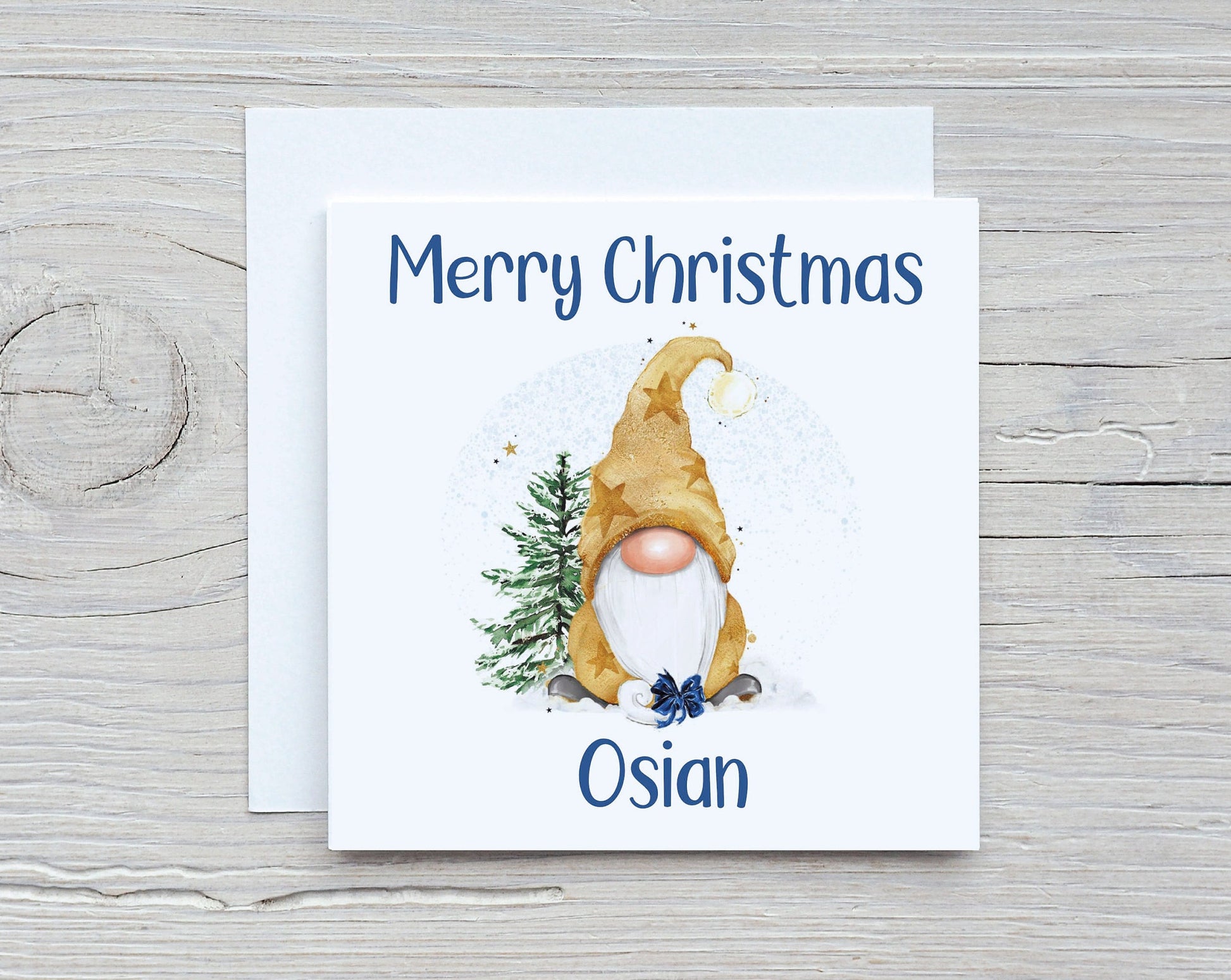 Personalised Gonk Christmas Card, Gnome Christmas Card, Gold Gonk Christmas Card