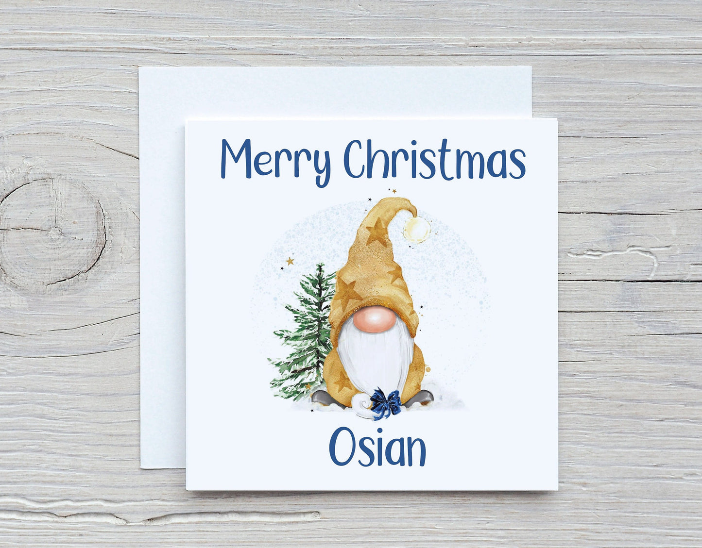 Personalised Gonk Christmas Card, Gnome Christmas Card, Gold Gonk Christmas Card