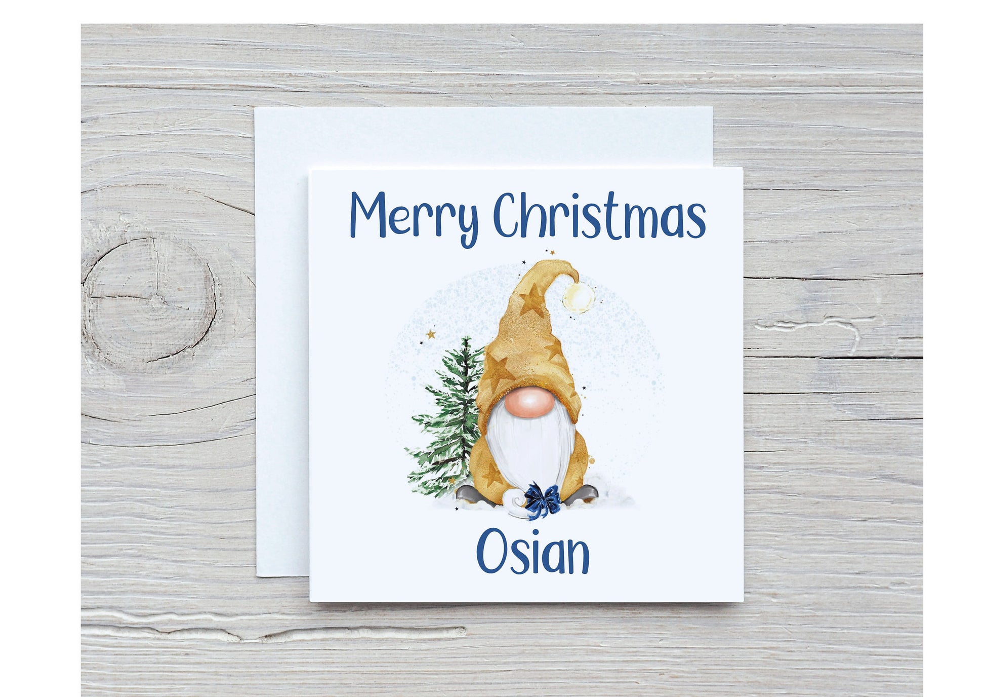 Personalised Gonk Christmas Card, Gnome Christmas Card, Gold Gonk Christmas Card