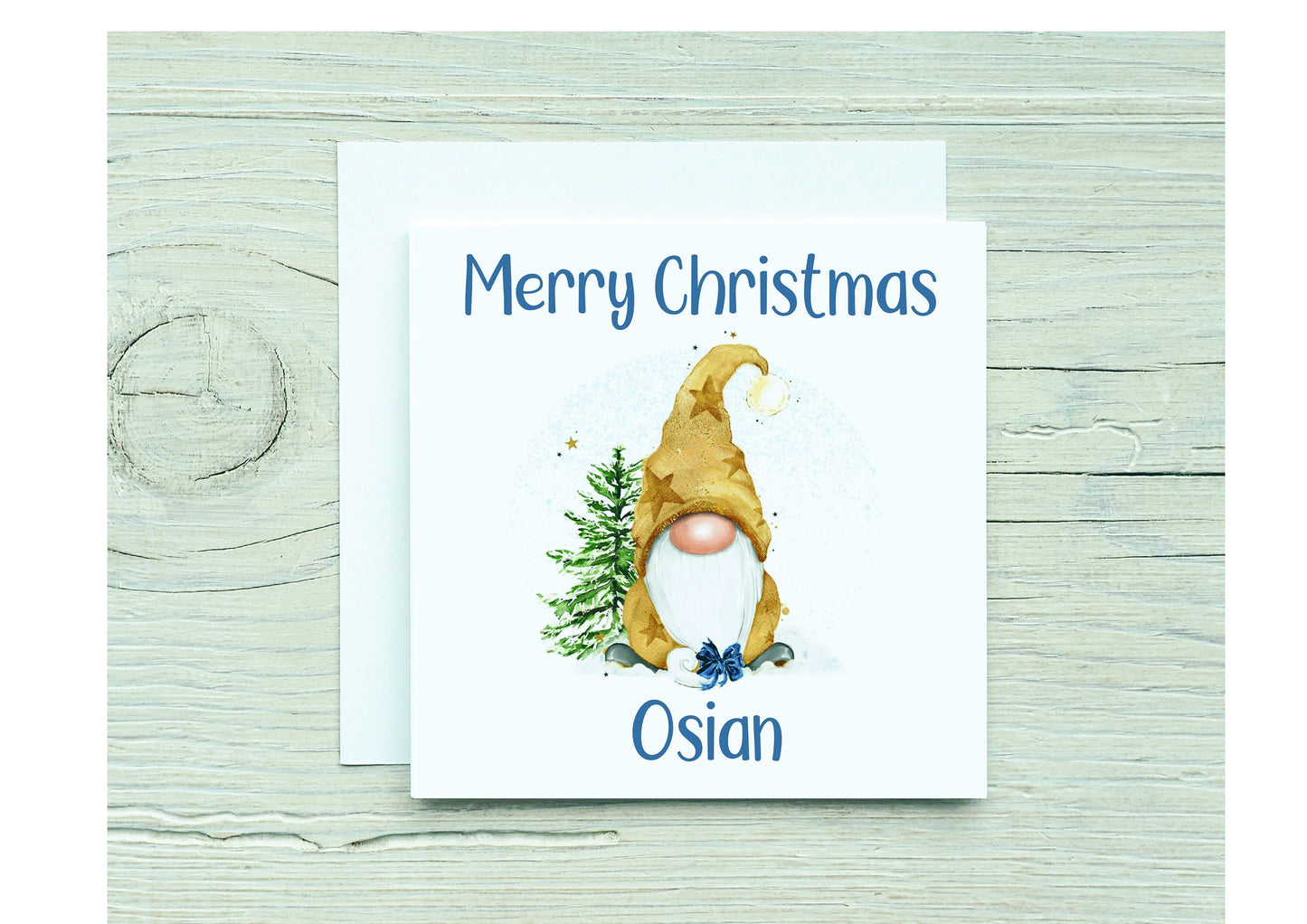 Personalised Gonk Christmas Card, Gnome Christmas Card, Gold Gonk Christmas Card