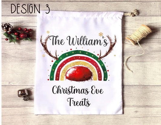 Christmas Eve Treat Bag, Personalised Xmas Eve Goodies Bag, Twas The Night Before Christmas Family Treat Bag, Reindeer Red Nose Xmas Eve Bag