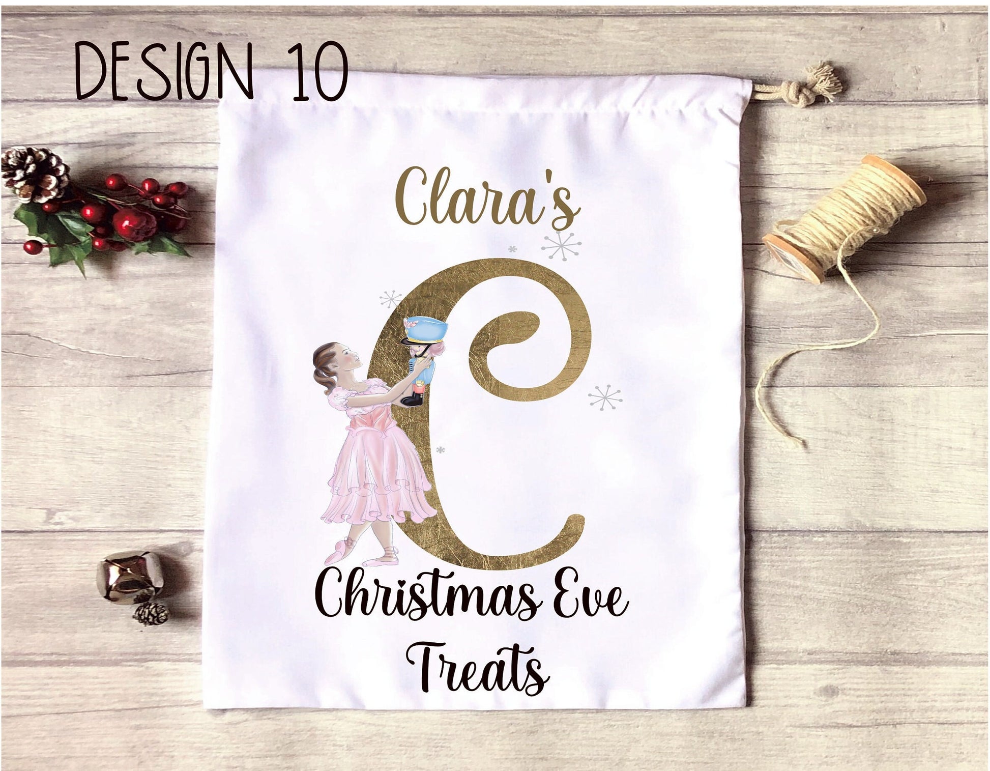 Christmas Eve Treat Bag, Personalised Xmas Eve Goodies Bag, Twas The Night Before Christmas Family Treat Bag, Reindeer Blue Nose Xmas Bag