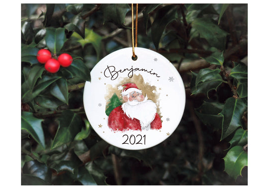 Personalised Santa Christmas Tree Bauble, Father Christmas Personalised Christmas Tree Decoration, Hanging Santa Christmas Decorations
