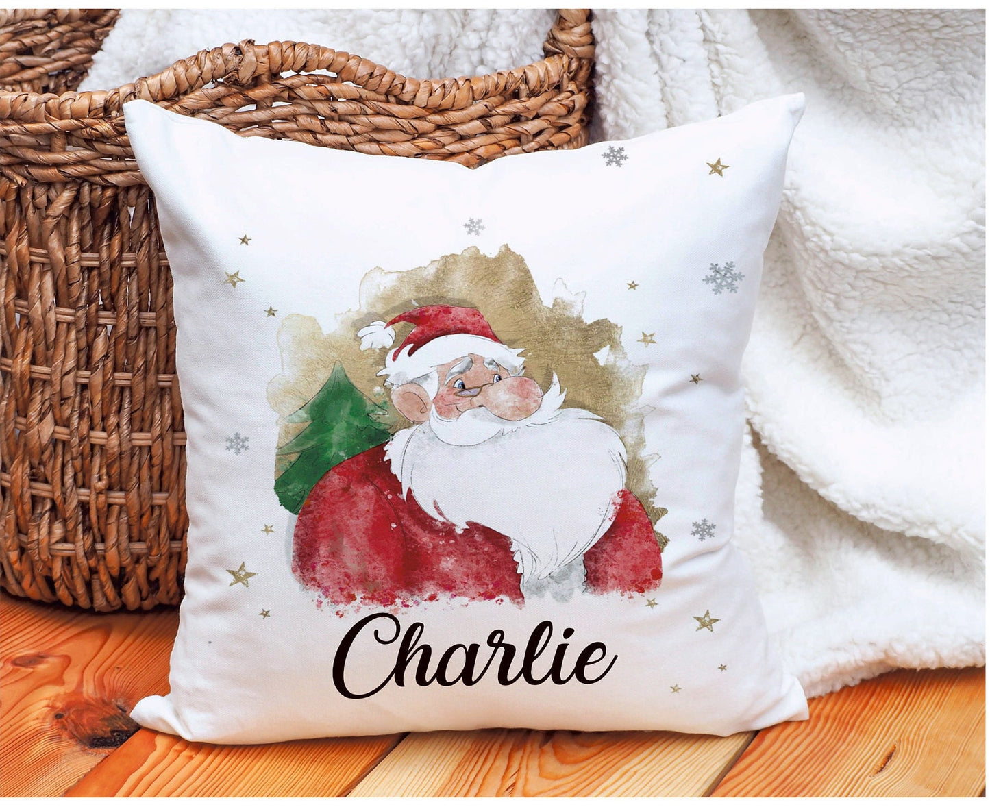 Santa Personalised Christmas Cushion, Santa Family Christmas Cushion, Father Christmas Family Christmas Decor, Christmas Gift