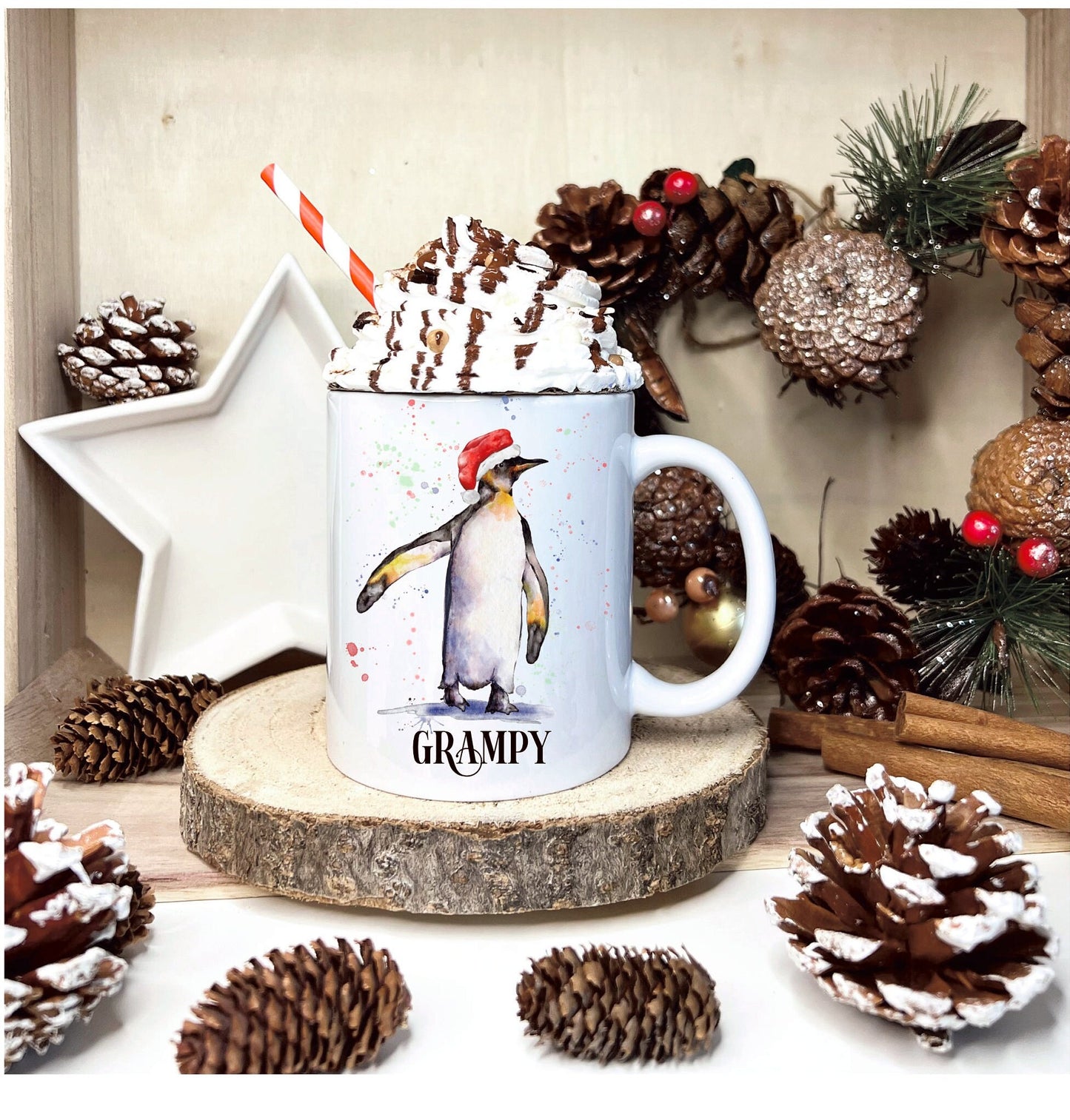 Personalised Christmas Penguin Mug, Penguin Christmas Mug, Personalised Penguin Mug, Penguin Christmas Gift.