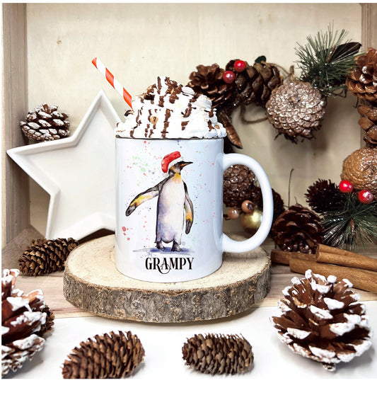 Personalised Christmas Penguin Mug, Penguin Christmas Mug, Personalised Penguin Mug, Penguin Christmas Gift.