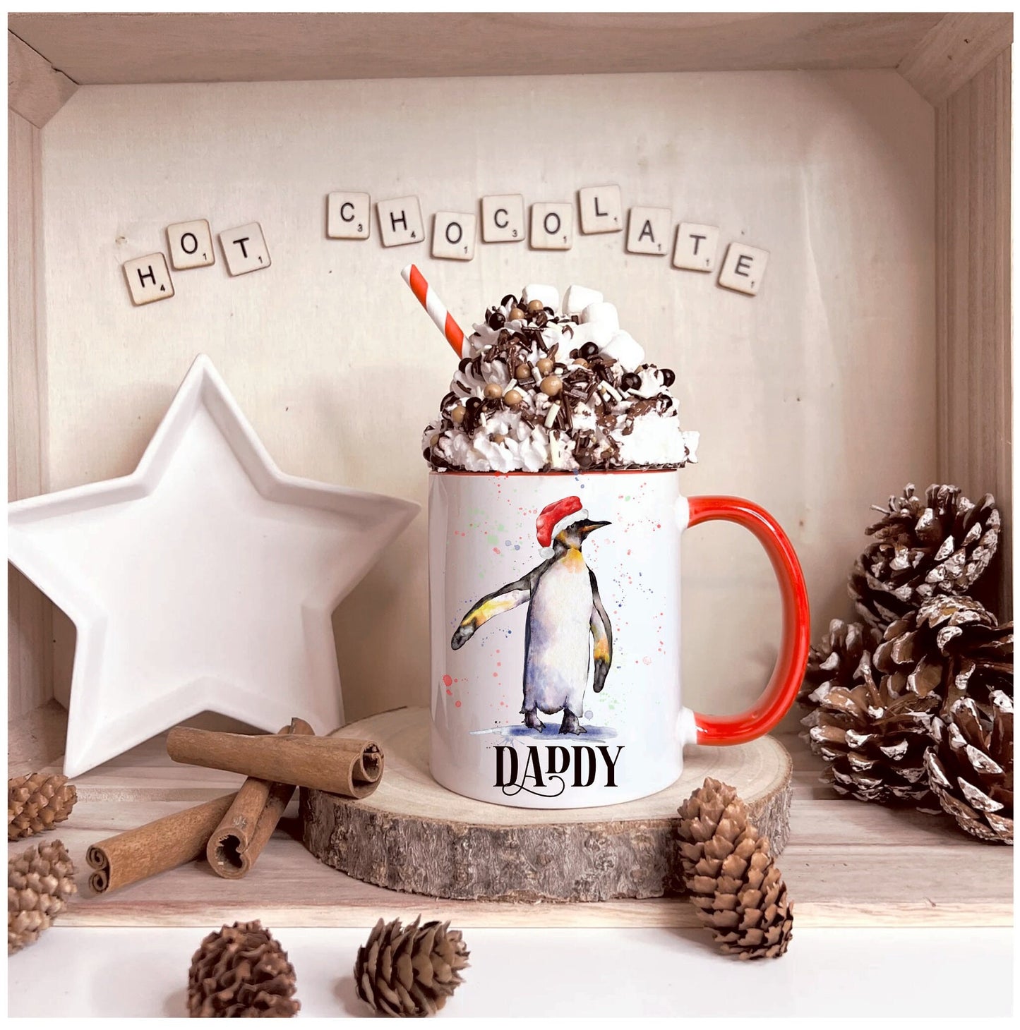Penguin Christmas Mug, Personalised Penguin Christmas Mug, Personalised Penguin Mug, Penguin Christmas Gift.
