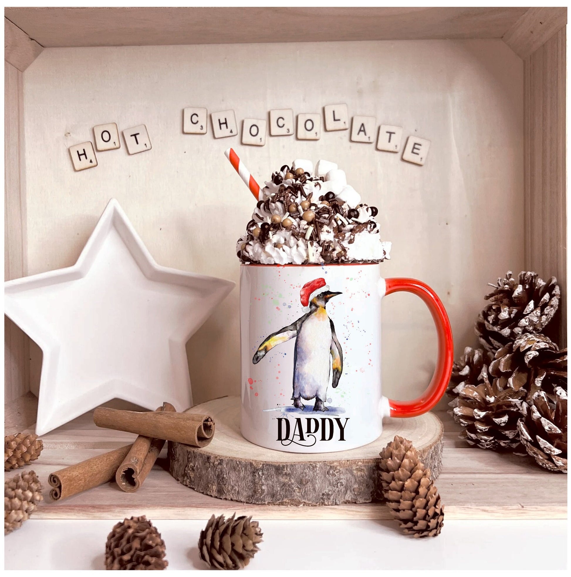 Penguin Christmas Mug, Personalised Penguin Christmas Mug, Personalised Penguin Mug, Penguin Christmas Gift.