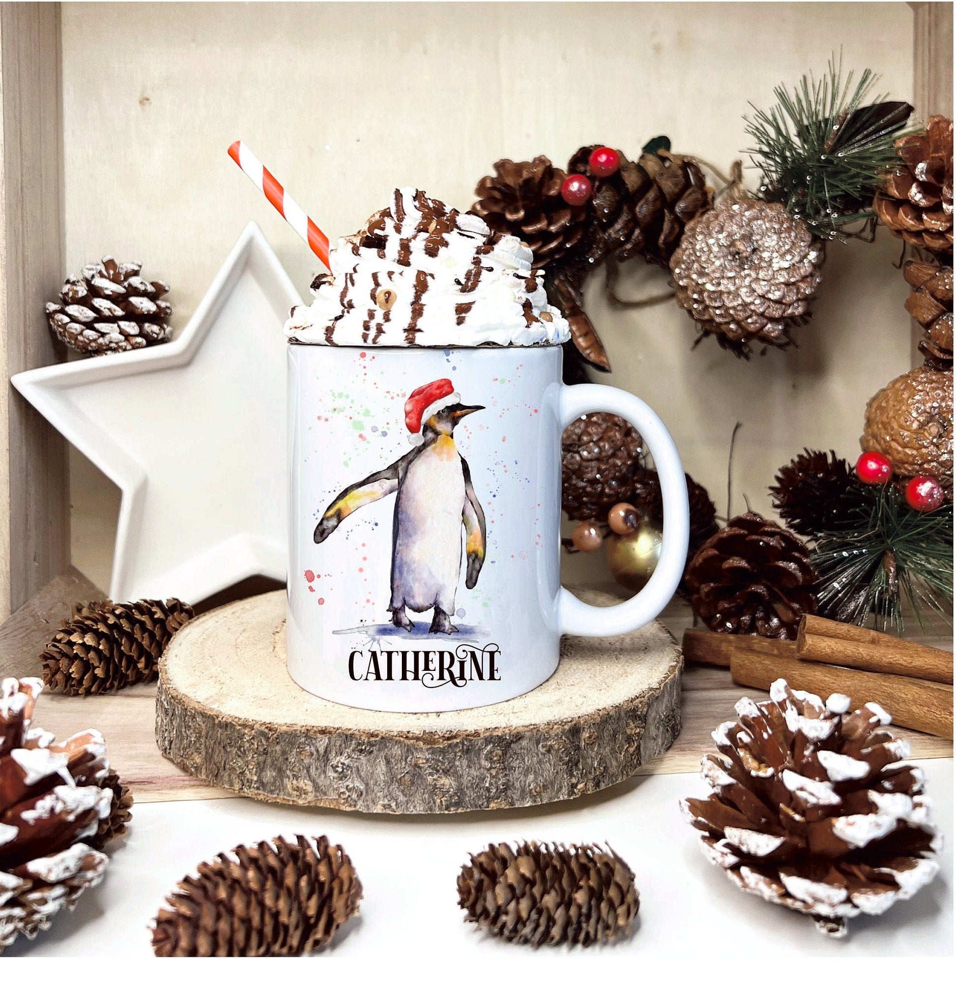 Personalised Penguin Christmas Tree Bauble, Penguin Personalised Christmas Tree Dec, Hanging Penguin Decorations, Christmas Ornaments