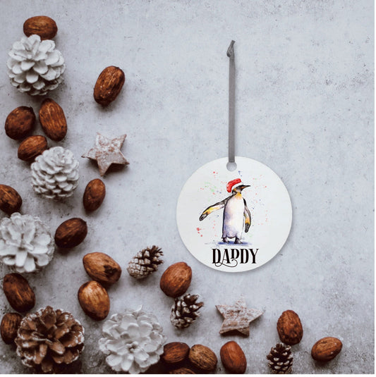 Personalised Penguin Christmas Tree Bauble, Penguin Personalised Christmas Tree Dec, Hanging Penguin Decorations, Christmas Ornaments