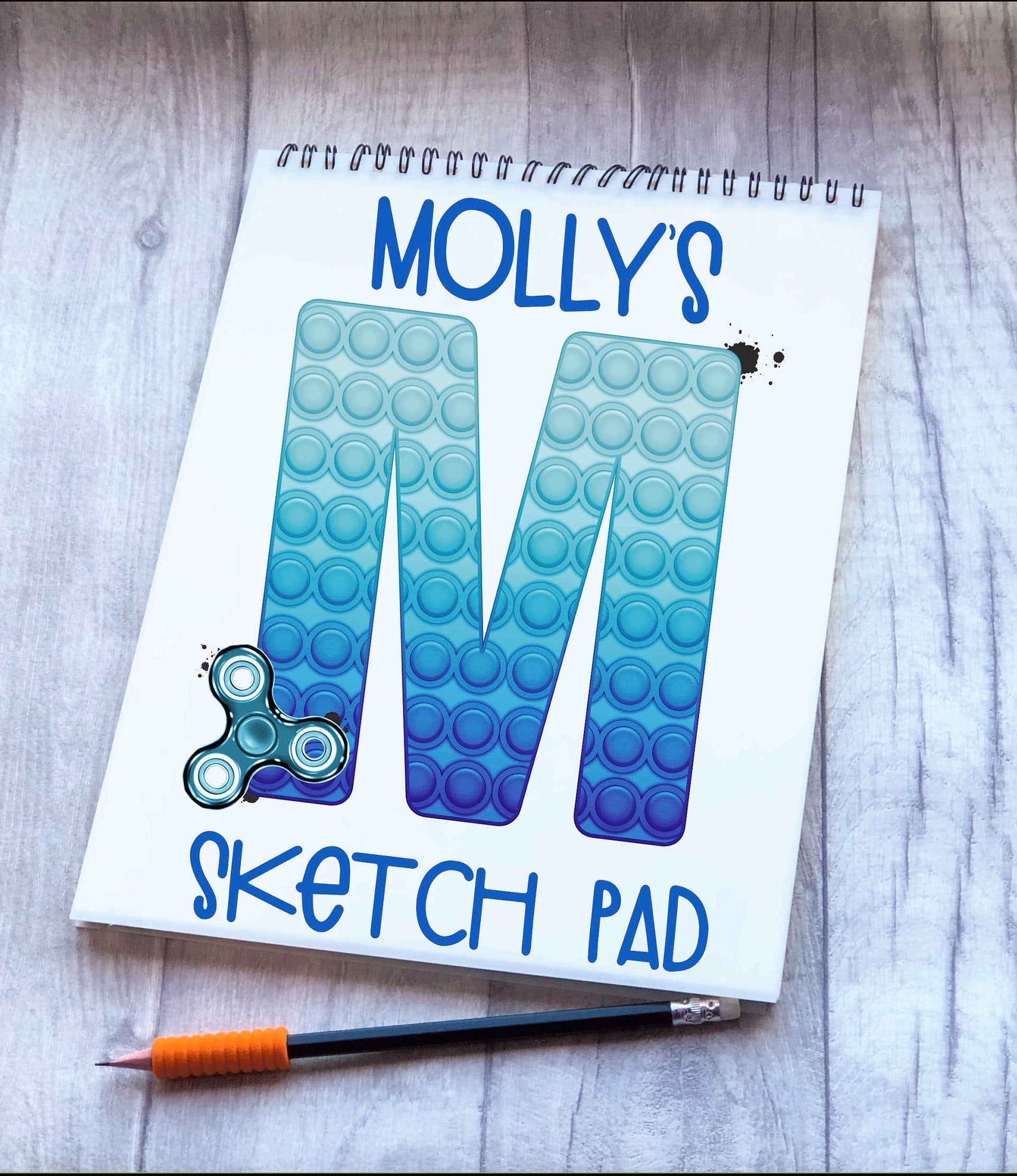 Kids Personalised Sketch Pad, Poppit Fidget Children’s Sketch Pad, Poppit Design Sketch Pad, Poppit Fidget Kids Drawing Pad, Sensory Gift
