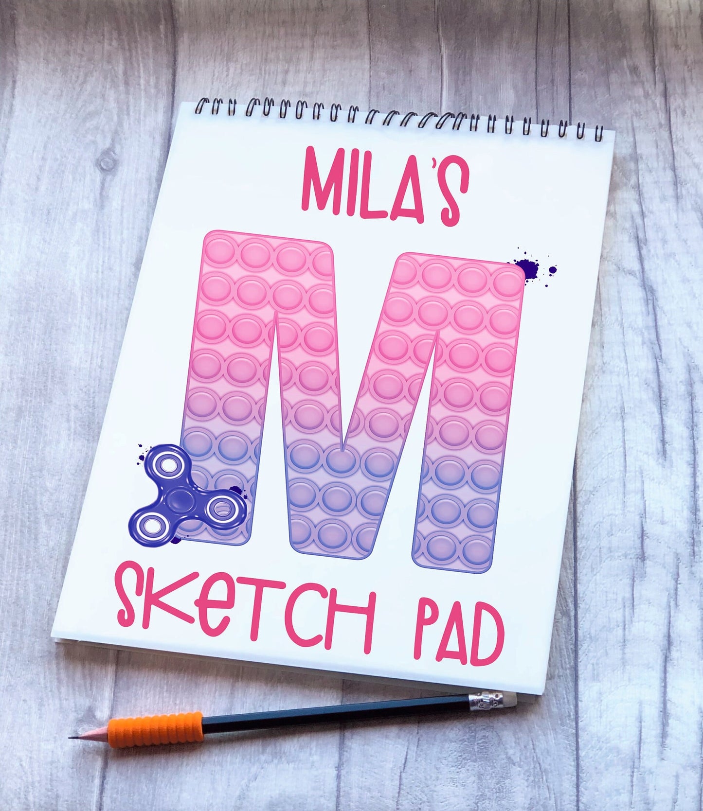 Kids Personalised Sketch Pad, Poppit Fidget Children’s Sketch Pad, Poppit Design Sketch Pad, Poppit Fidget Kids Drawing Pad, Sensory Gift