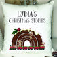 Christmas Book Cushion, Personalised Book Cushion, Christmas Stories Book Cushion, Xmas Pudding Book Cushion