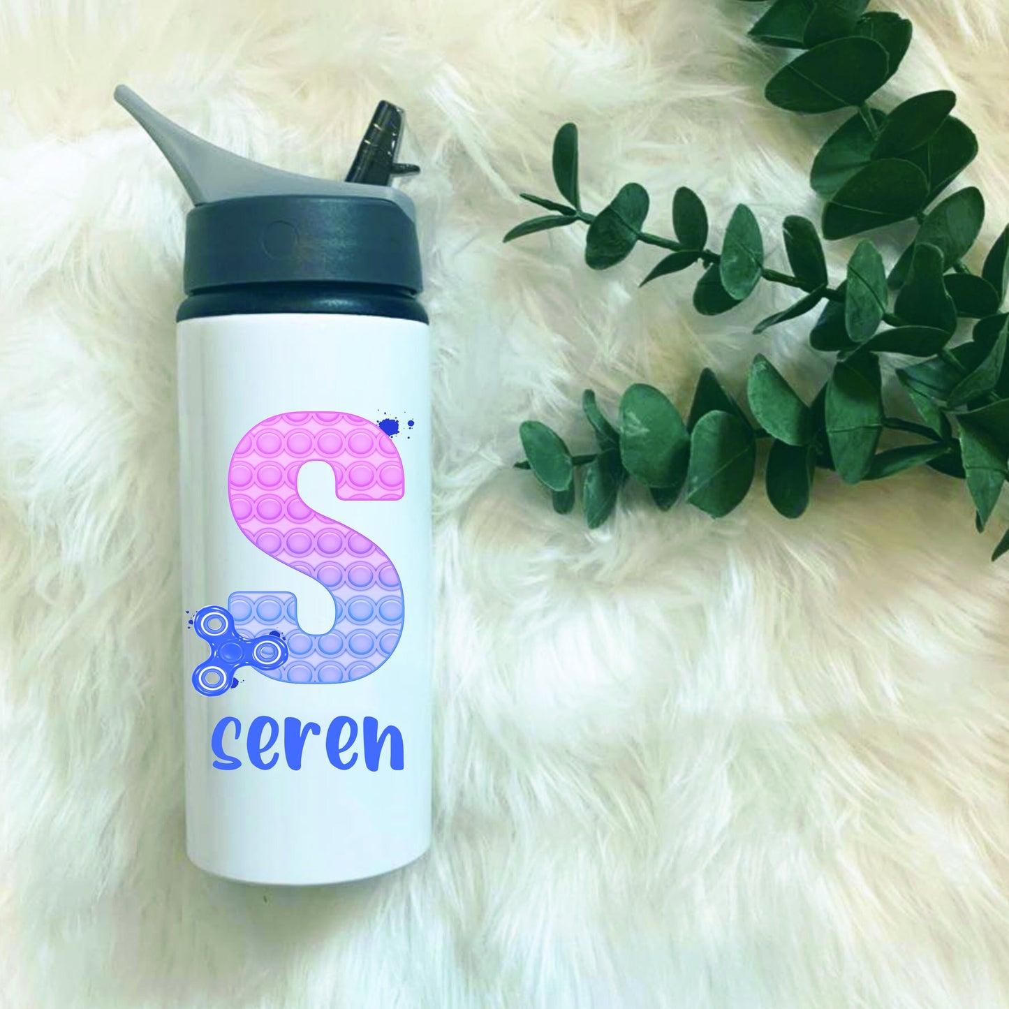 Poppit Personalised Water Bottle, Poppit Fidget Aluminium Drinks Bottle, Kids Poppit Drinks Bottle, Stocking Filler