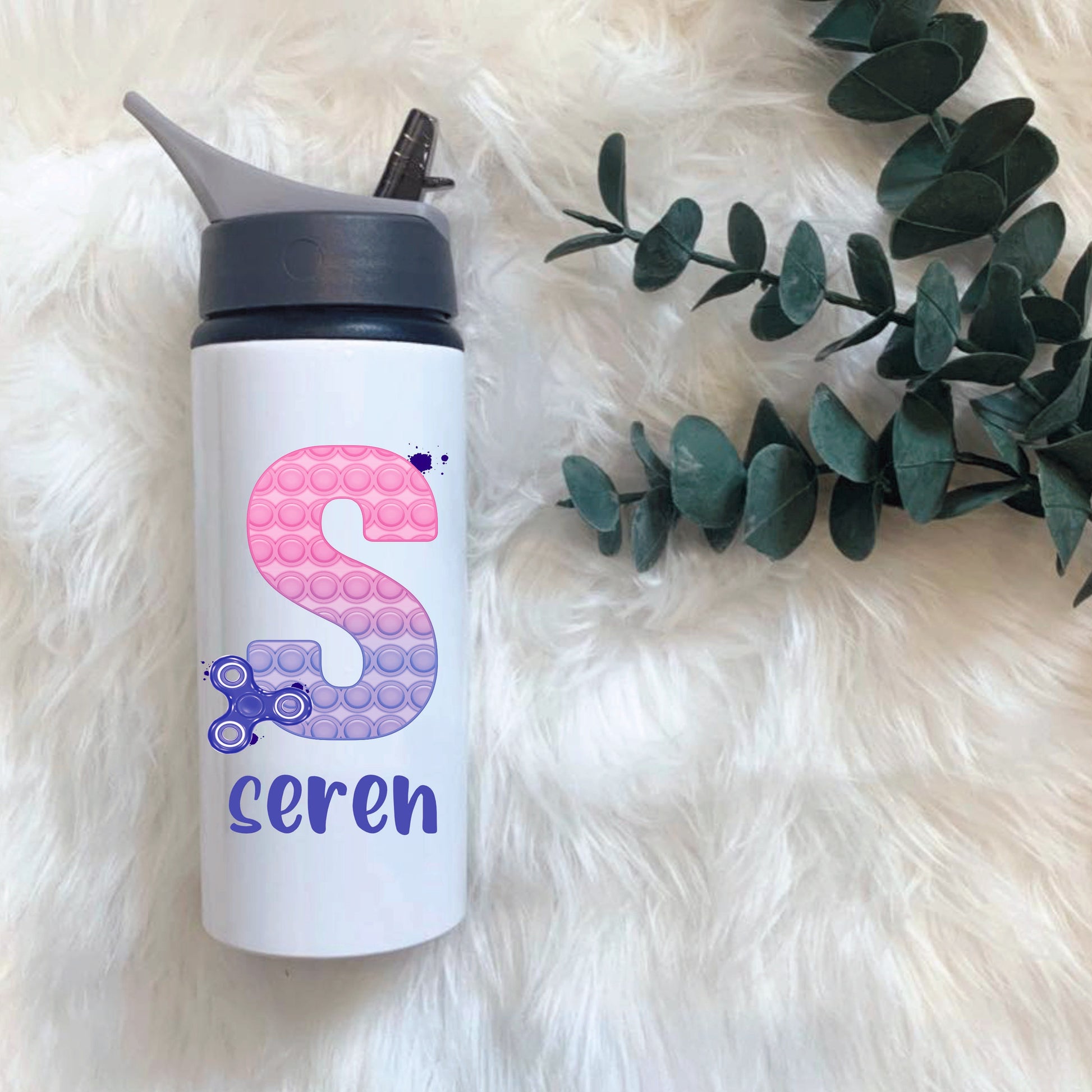 Poppit Personalised Water Bottle, Poppit Fidget Aluminium Drinks Bottle, Kids Poppit Drinks Bottle, Stocking Filler