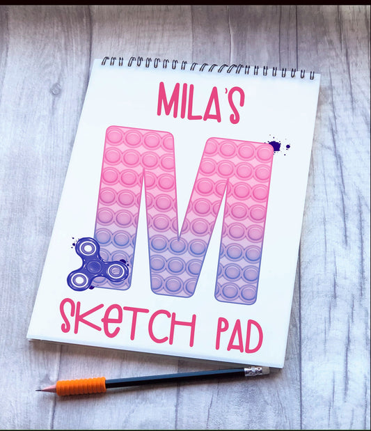 Kids Personalised Sketch Pad, Poppit Fidget Children’s Sketch Pad, Poppit Design Sketch Pad, Poppit Fidget Kids Drawing Pad, Sensory Gift