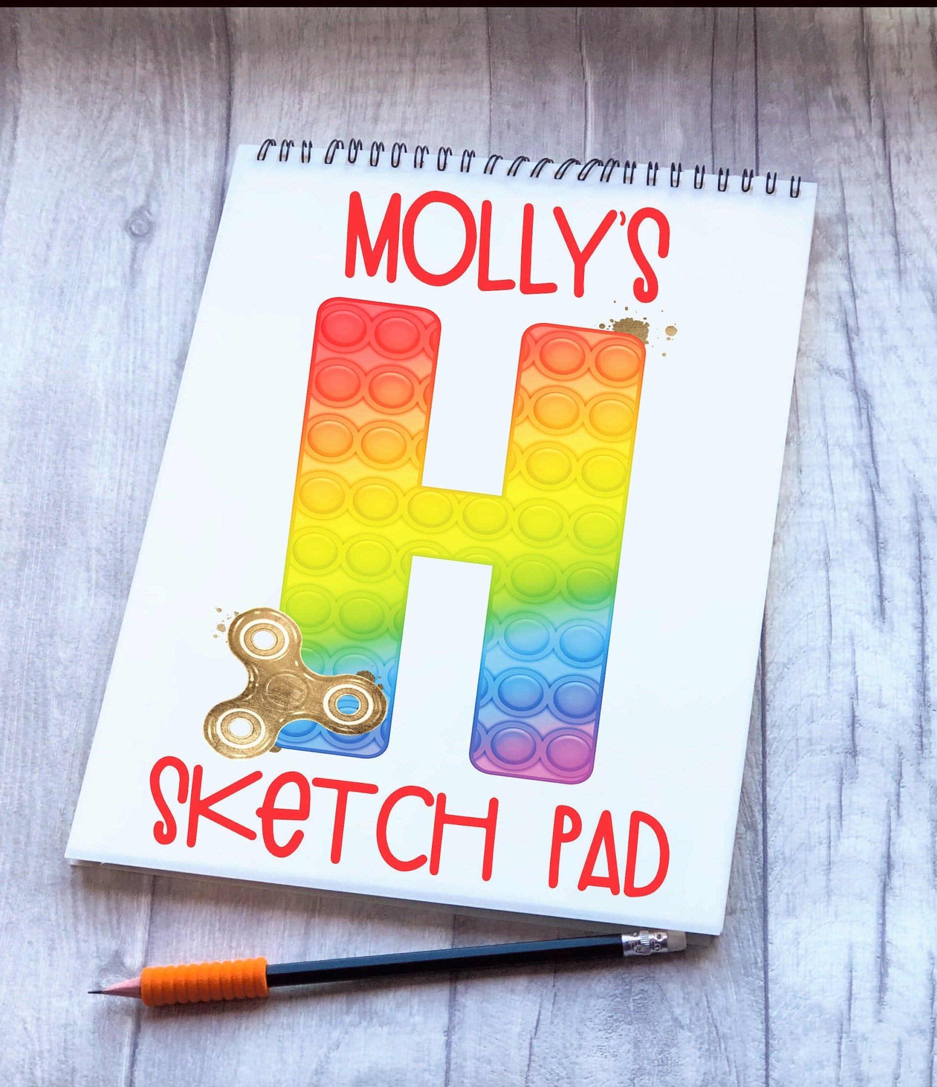Fidget Poppit Kids Personalised Sketch Pad, Children’s Sketch Pad, Poppit Design Sketch Pad, Poppit Fidget Kids Drawing Pad, Sensory Gift