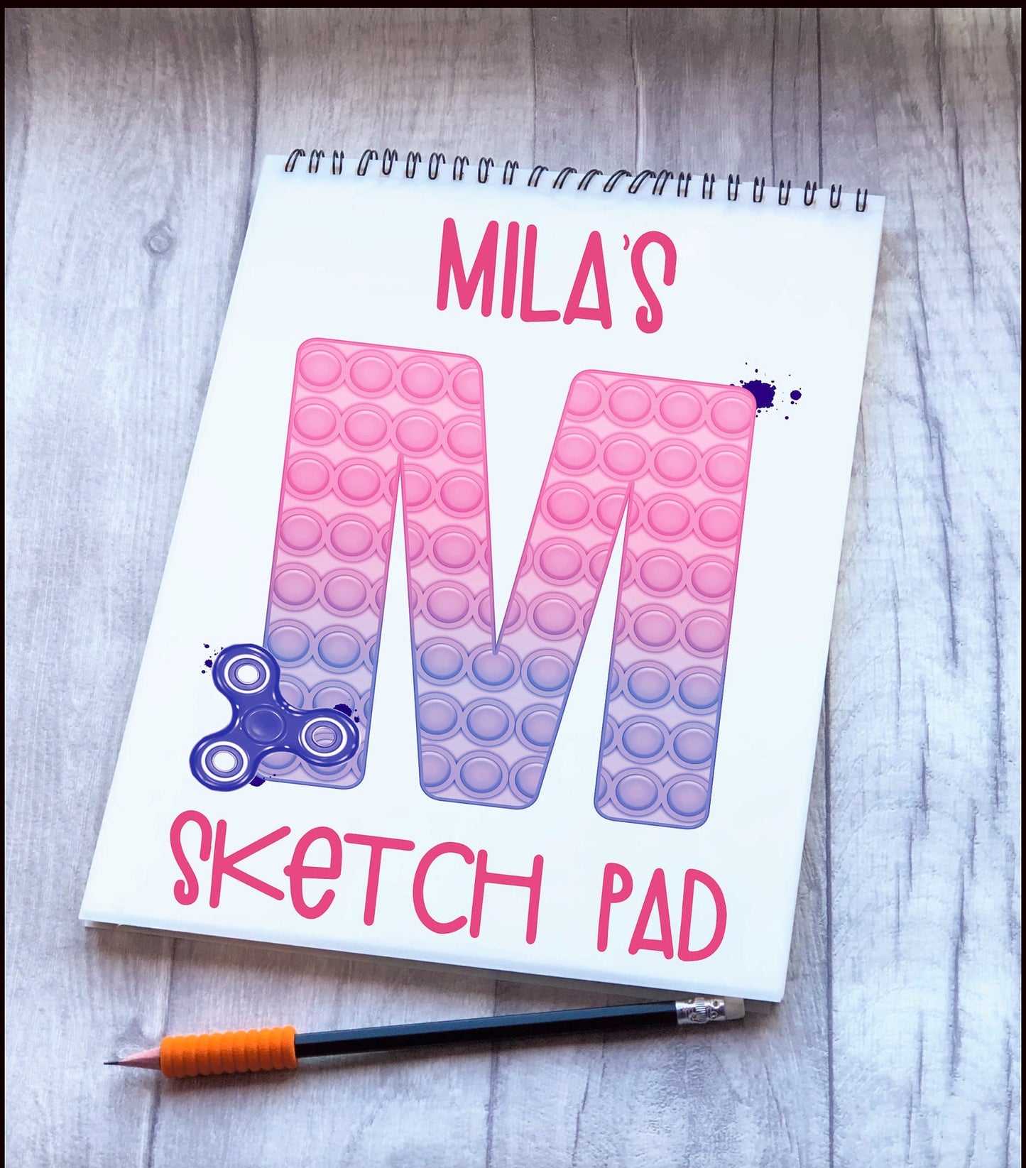 Kids Personalised Sketch Pad, Poppit Fidget Children’s Sketch Pad, Poppit Design Sketch Pad, Poppit Fidget Kids Drawing Pad, Sensory Gift
