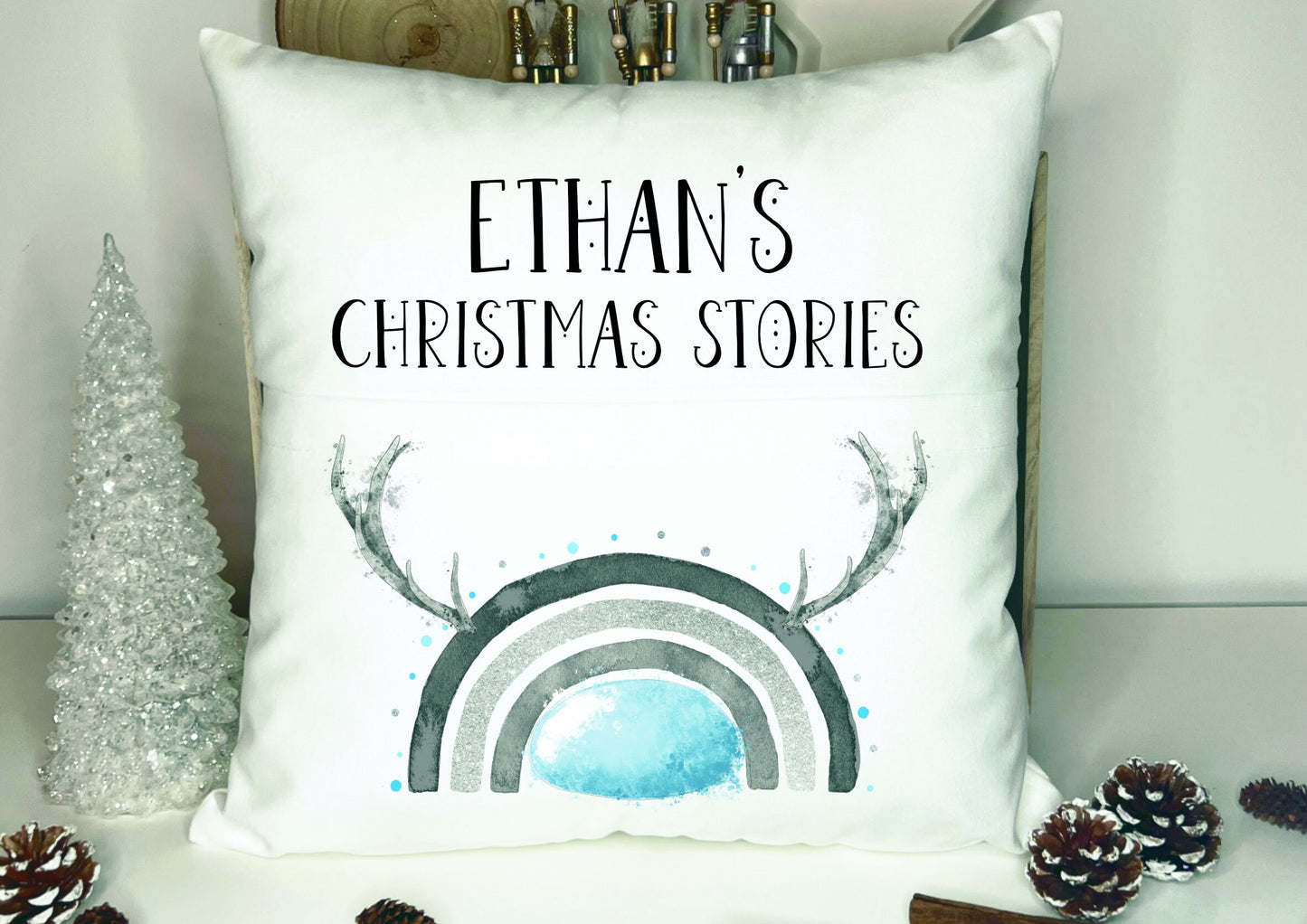 Christmas Book Cushion, Personalised Book Cushion, Christmas Stories Book Cushion, Christmas In July