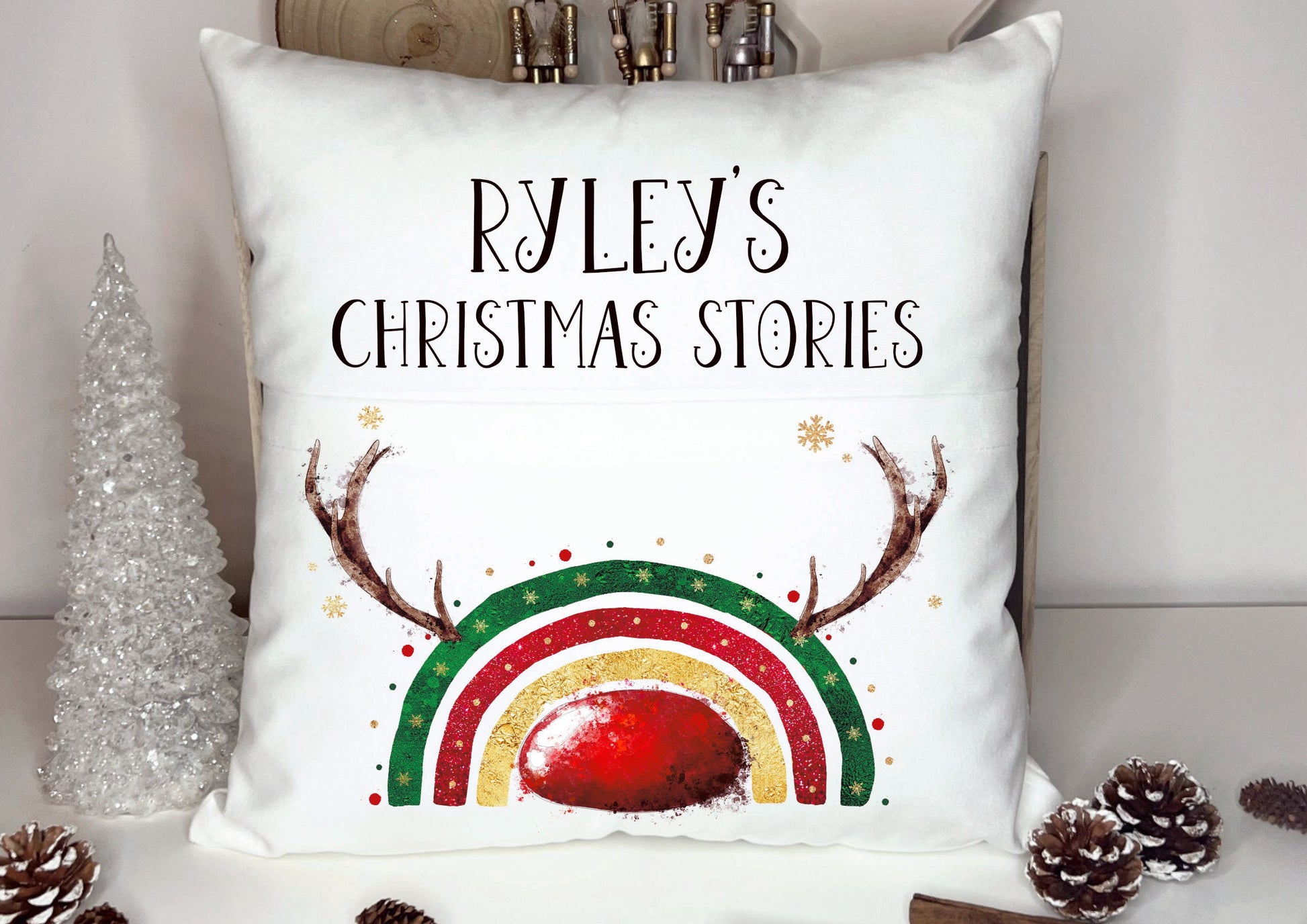 Personalised Christmas Book Cushion, Personalised Book Cushion, Christmas Stories Book Cushion