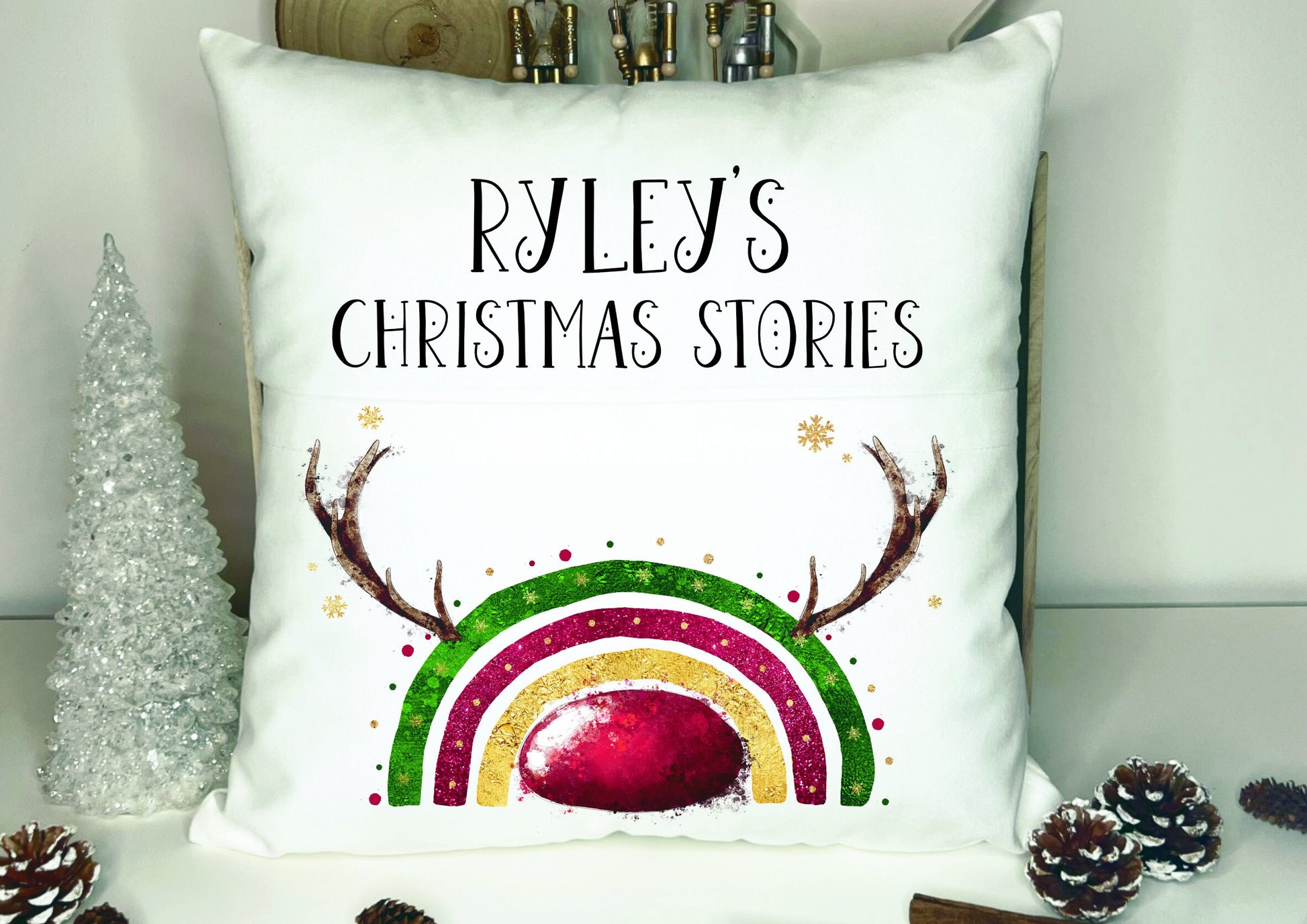 Personalised Christmas Book Cushion, Personalised Book Cushion, Christmas Stories Book Cushion