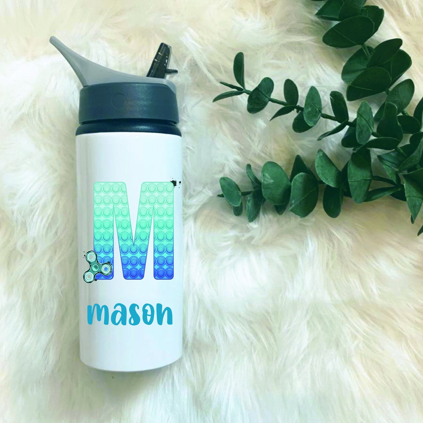 Poppit Personalised Water Bottle, Poppit Fidget Aluminium Drinks Bottle, Kids Poppit Drinks Bottle, Stocking Filler