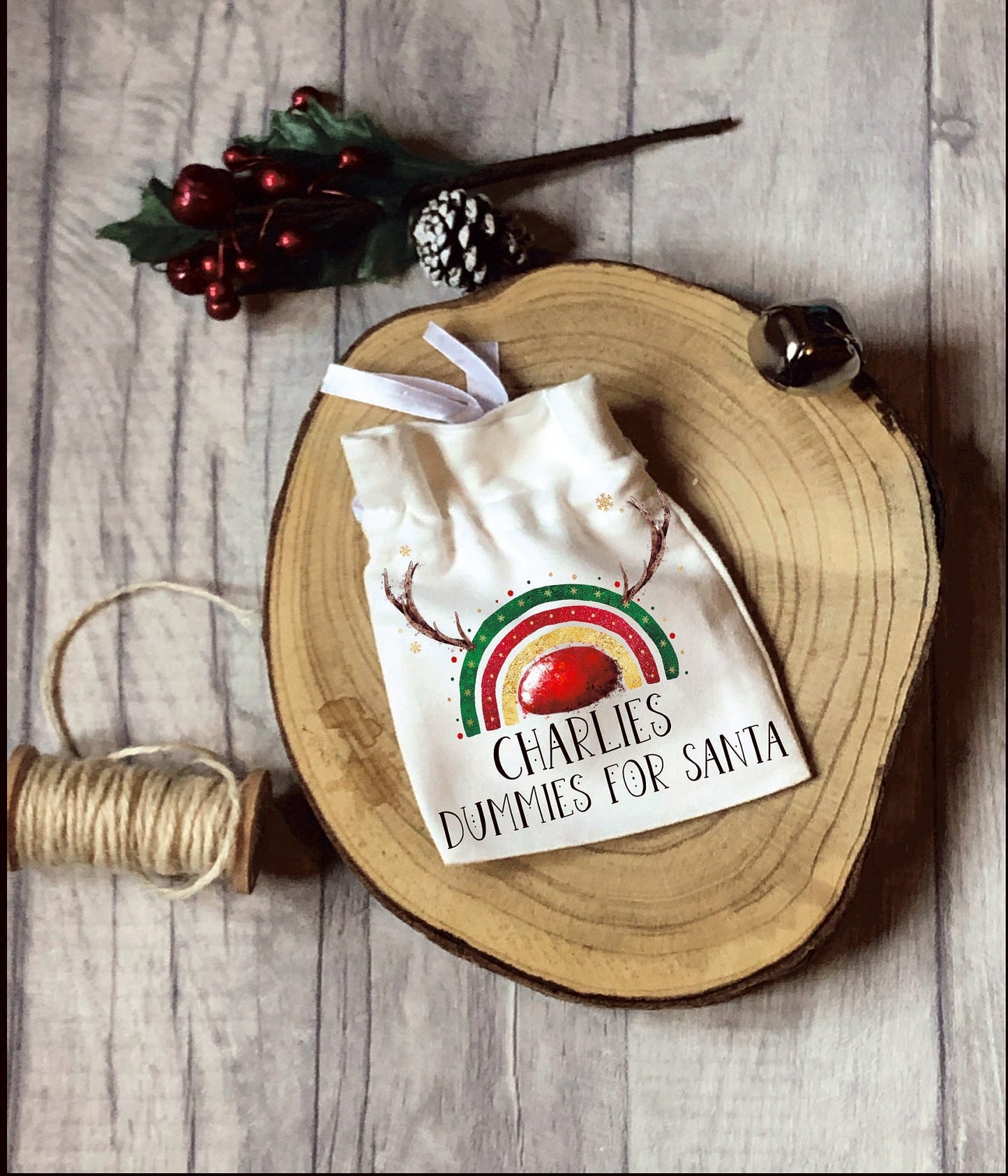 Personalised Santa Dummies Bag, Father Christmas Dummies Bag,